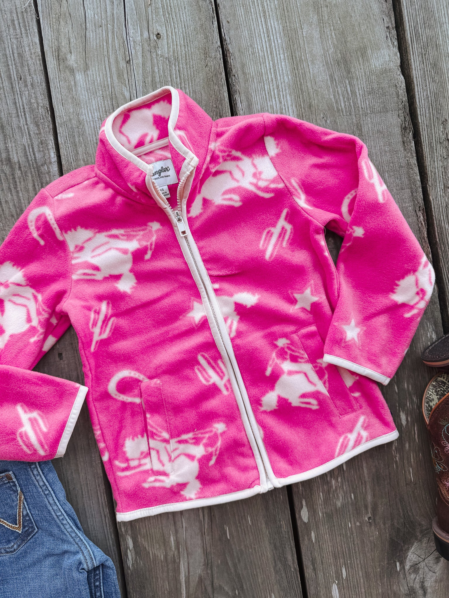 Youth Wrangler Icon Pink Fleece Jacket