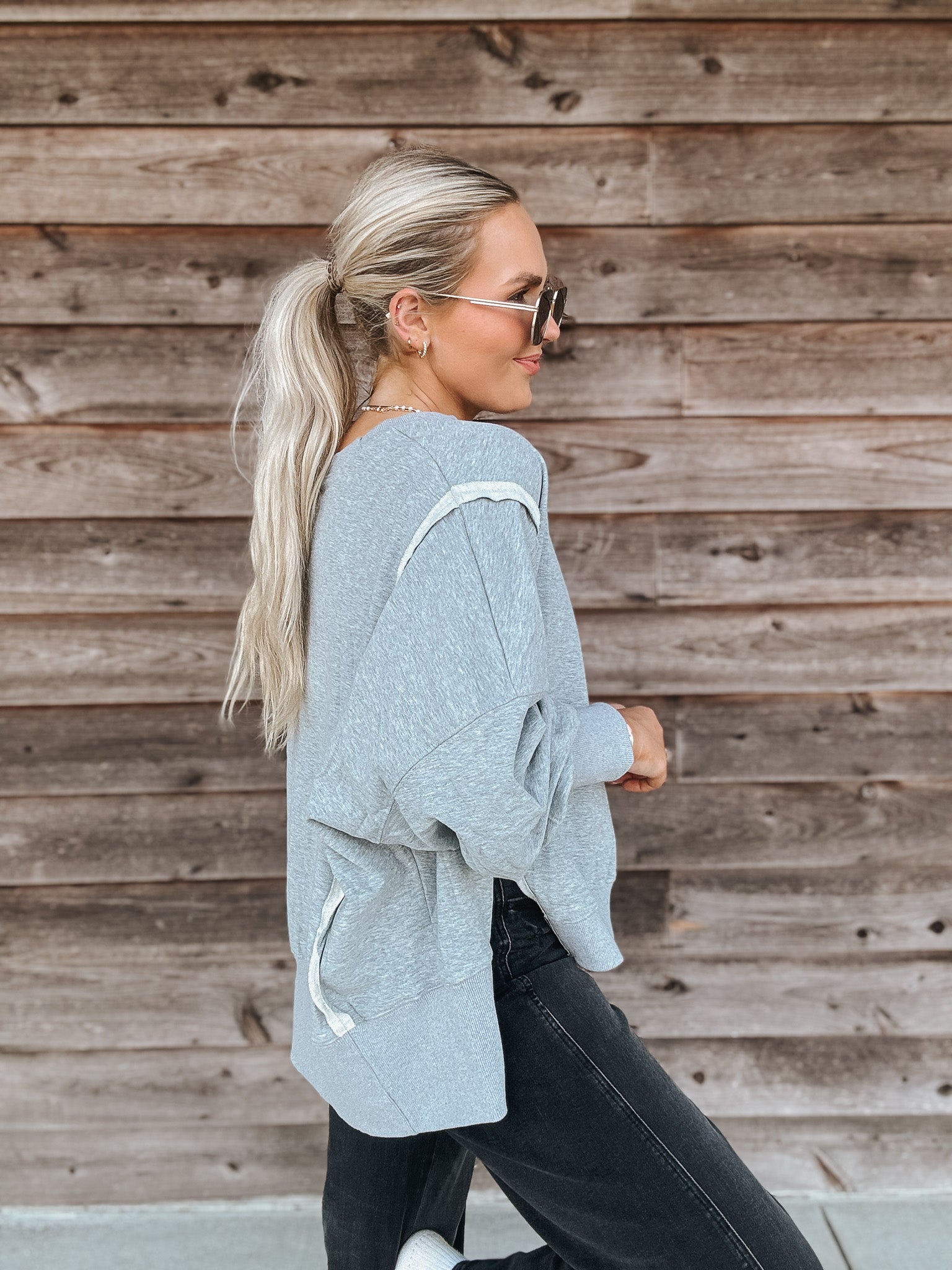 Cozy Mindset Oversized Sweatshirt in Heather Grey