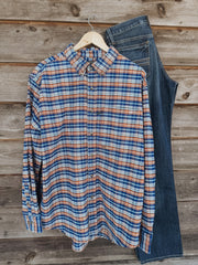 Men's Drake Autumn Brushed Twill Navy Plaid Button-Down