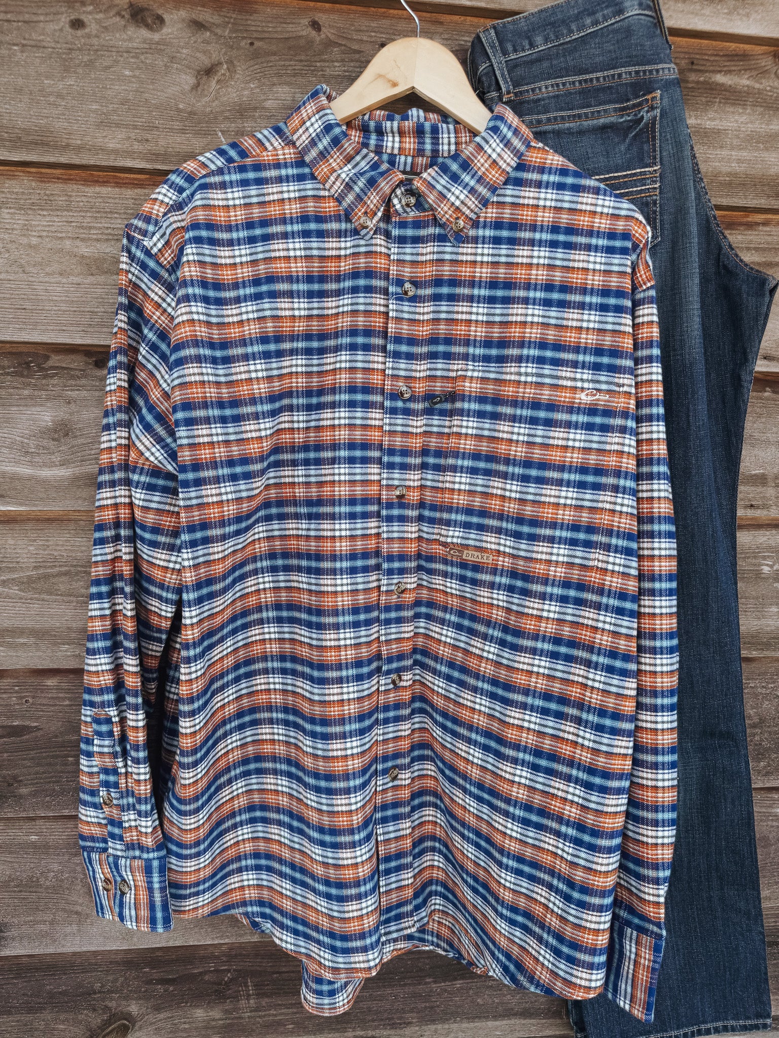 Men's Drake Autumn Brushed Twill Navy Plaid Button-Down