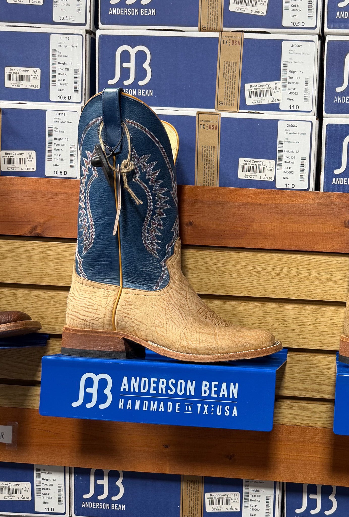 Men's Anderson Bean BC Exclusive Tan Washed Shoulder/Sky Blue Boots