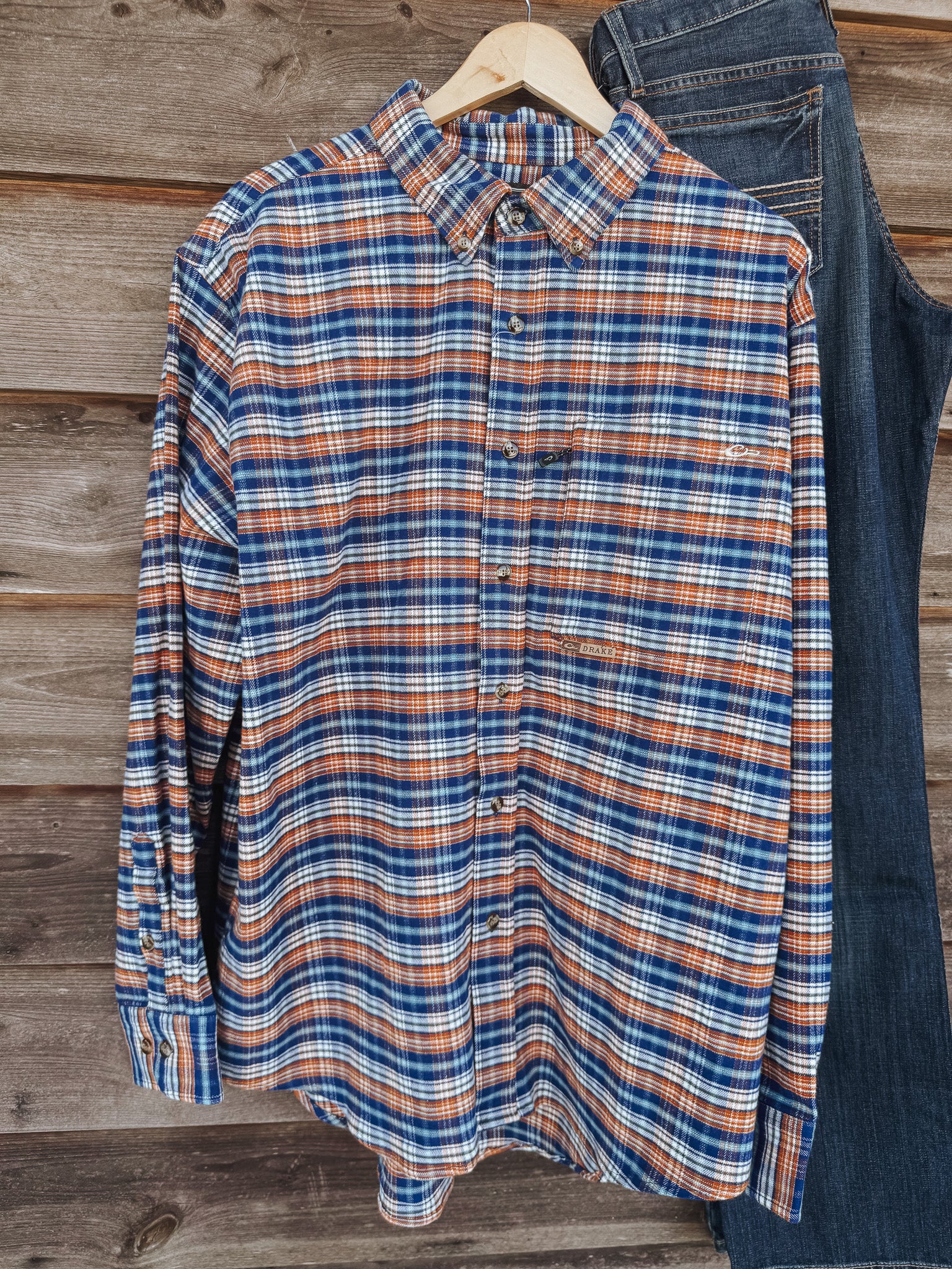 Men's Drake Autumn Brushed Twill Navy Plaid Button-Down
