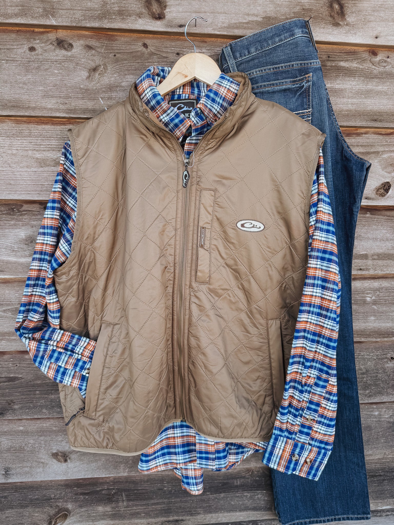 Men's Drake Delta Quilted Fleece Lined Tobacco Vest