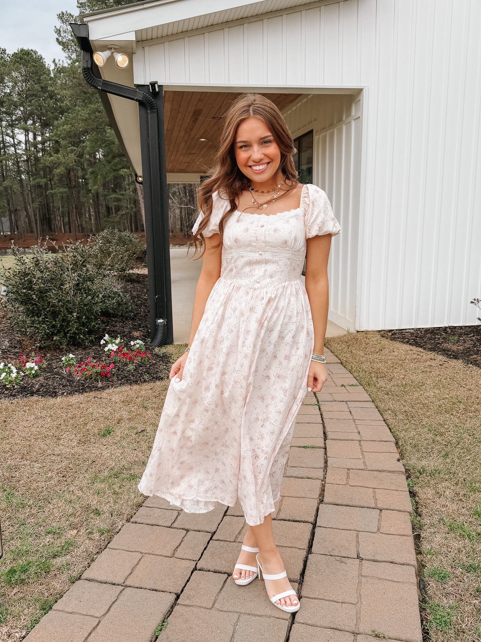 Vintage Charm Midi Dress in Blush