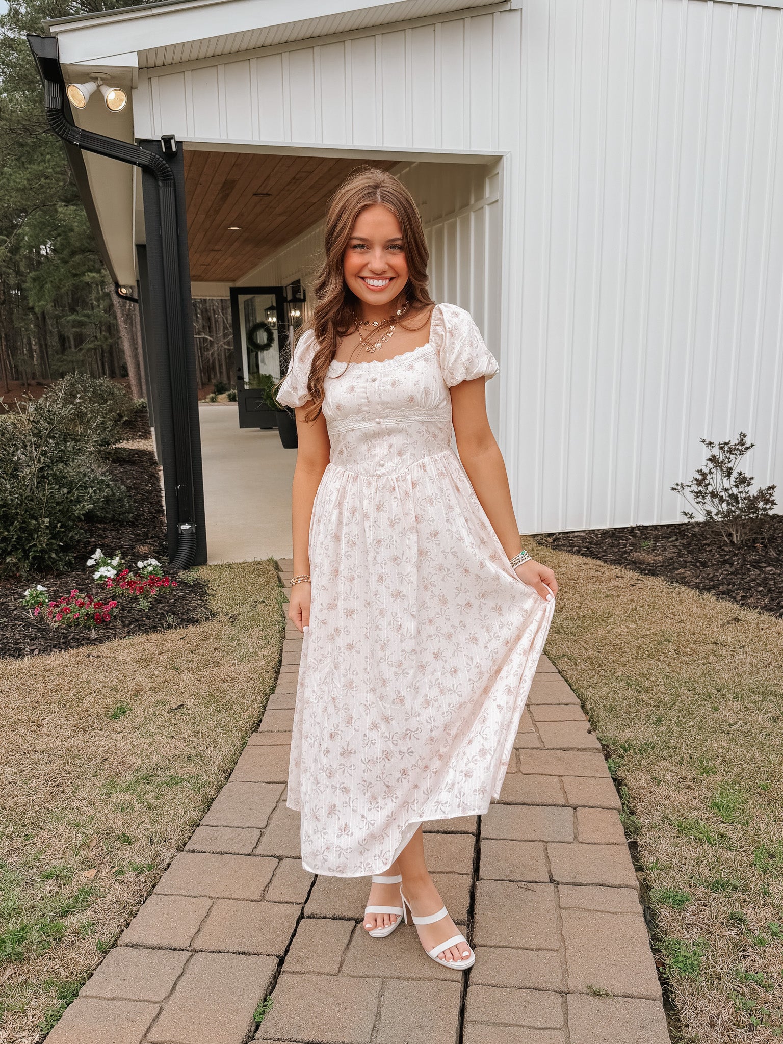 Vintage Charm Midi Dress in Blush