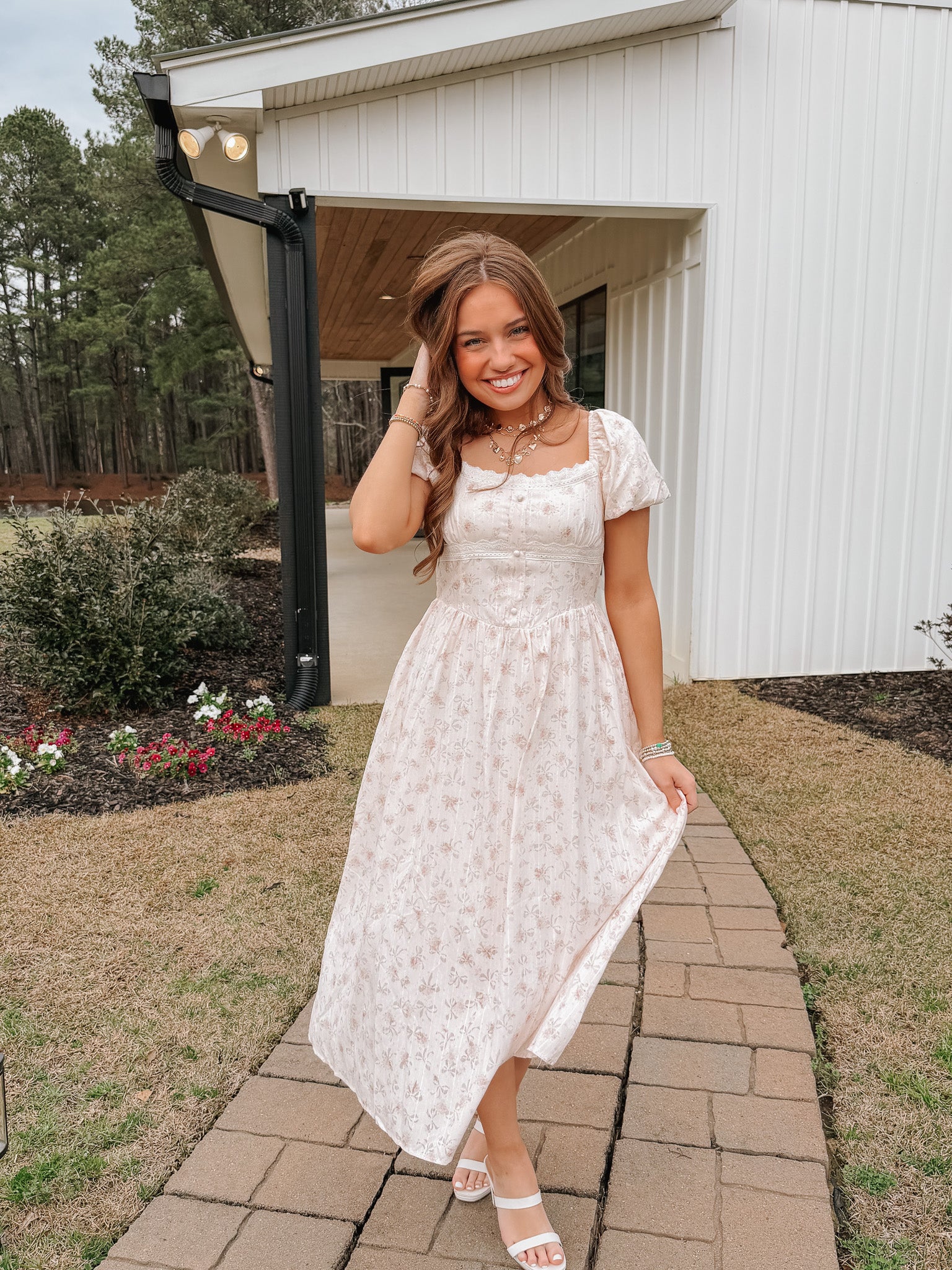 Vintage Charm Midi Dress in Blush