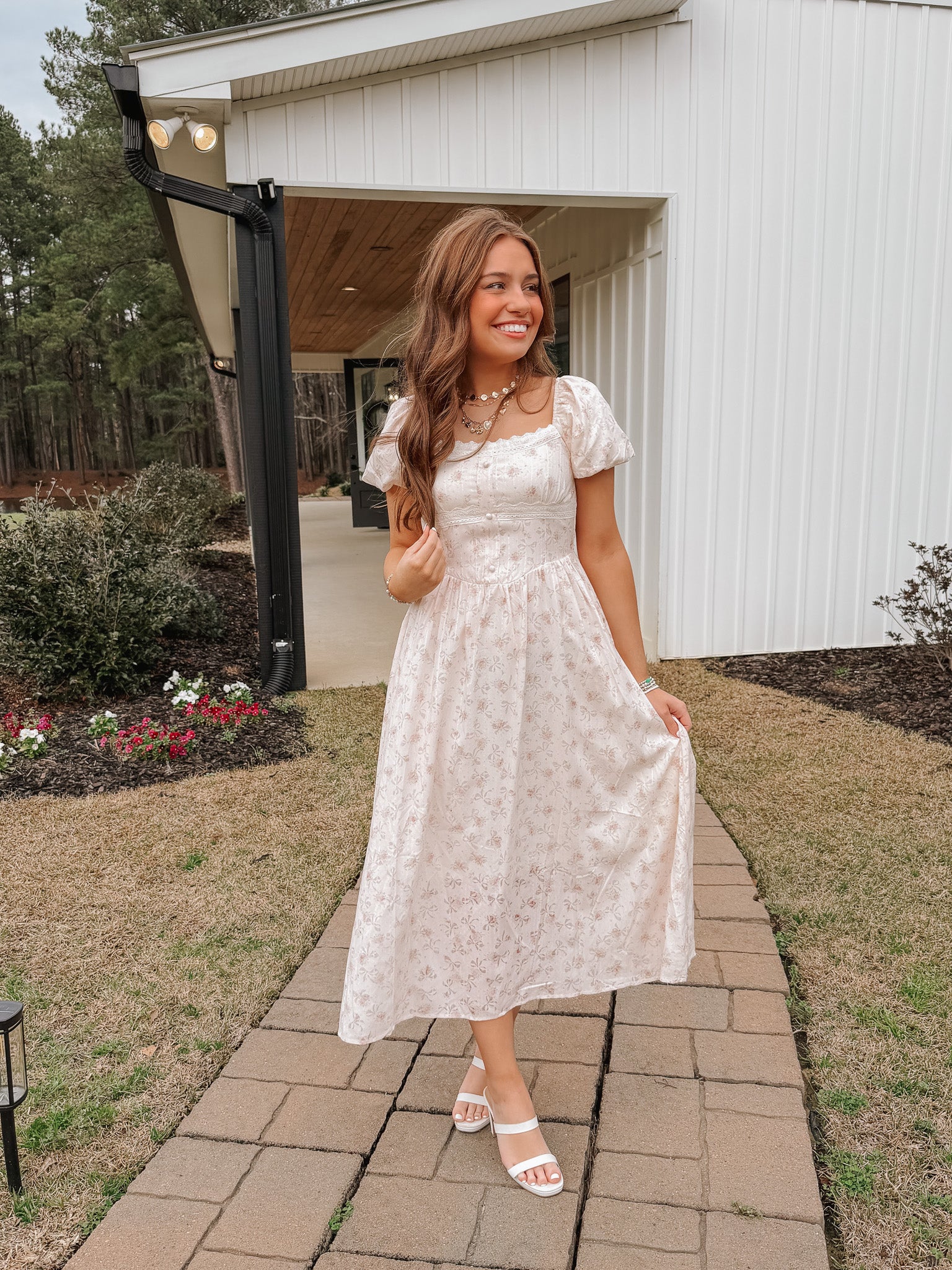Vintage Charm Midi Dress in Blush