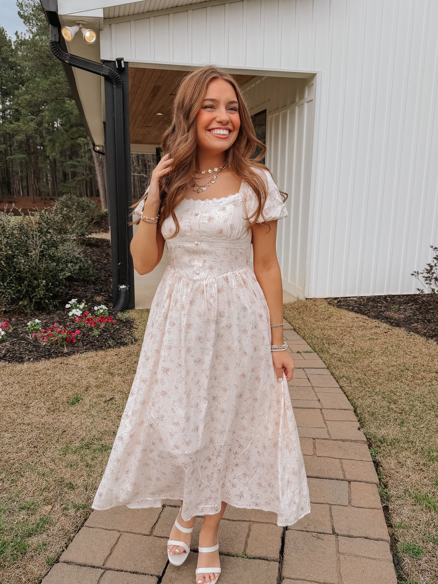 Vintage Charm Midi Dress in Blush