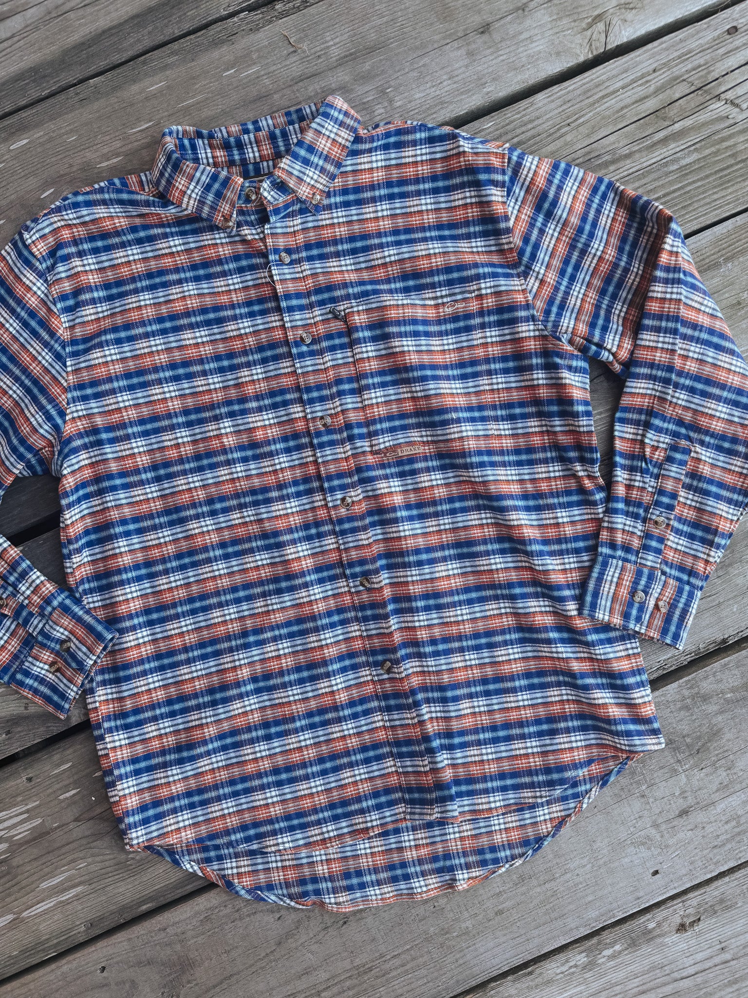 Men's Drake Autumn Brushed Twill Navy Plaid Button-Down