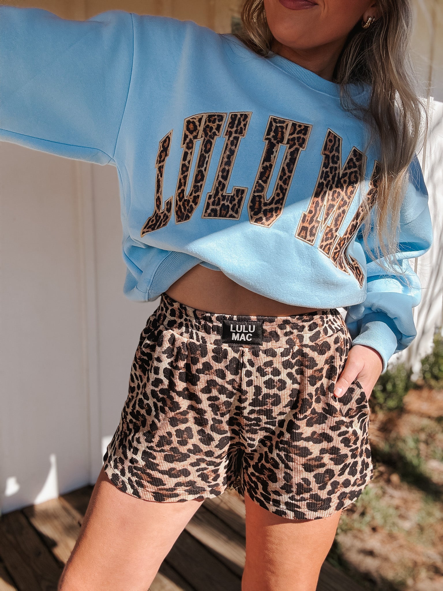 Lulu Mac Waffle Shorts in Leopard