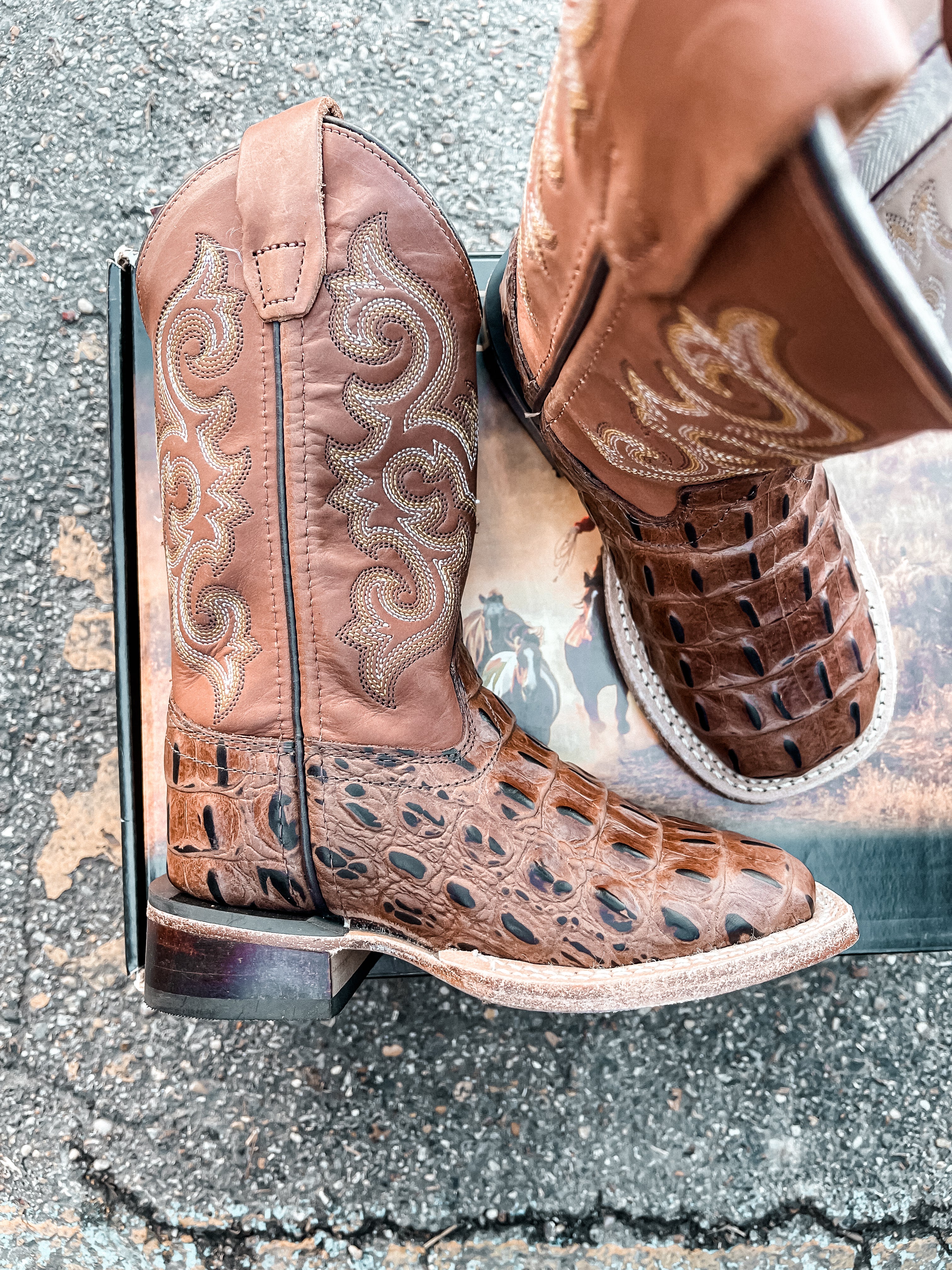 Old West Youth Square Toe Western Boots