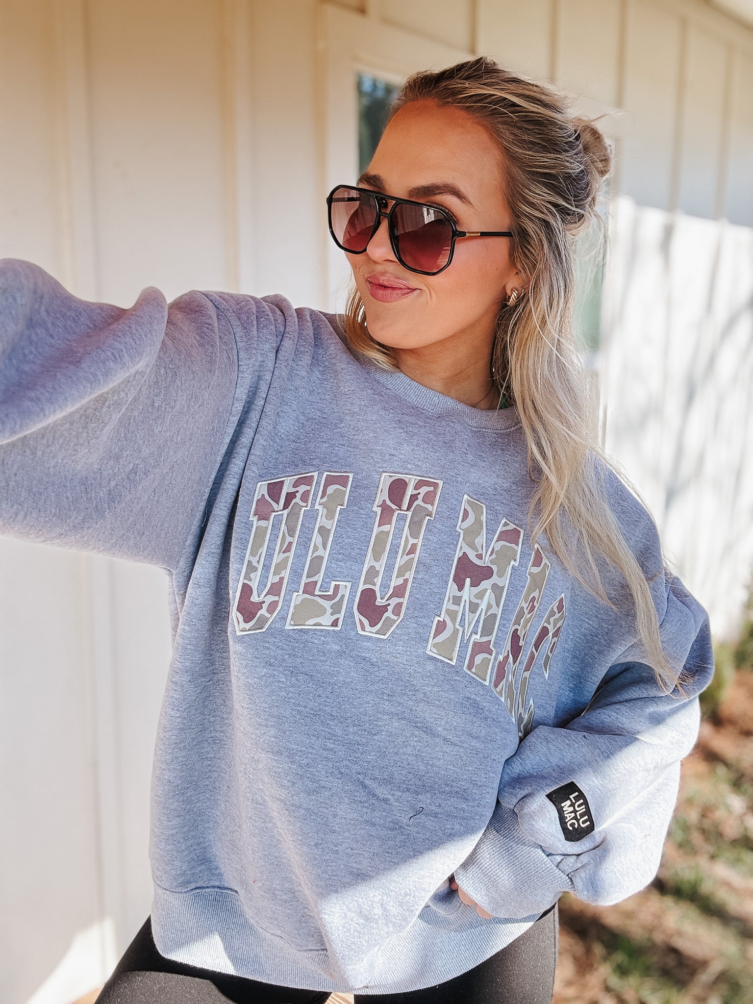 Lulu Mac Camo Sweatshirt in Light Grey