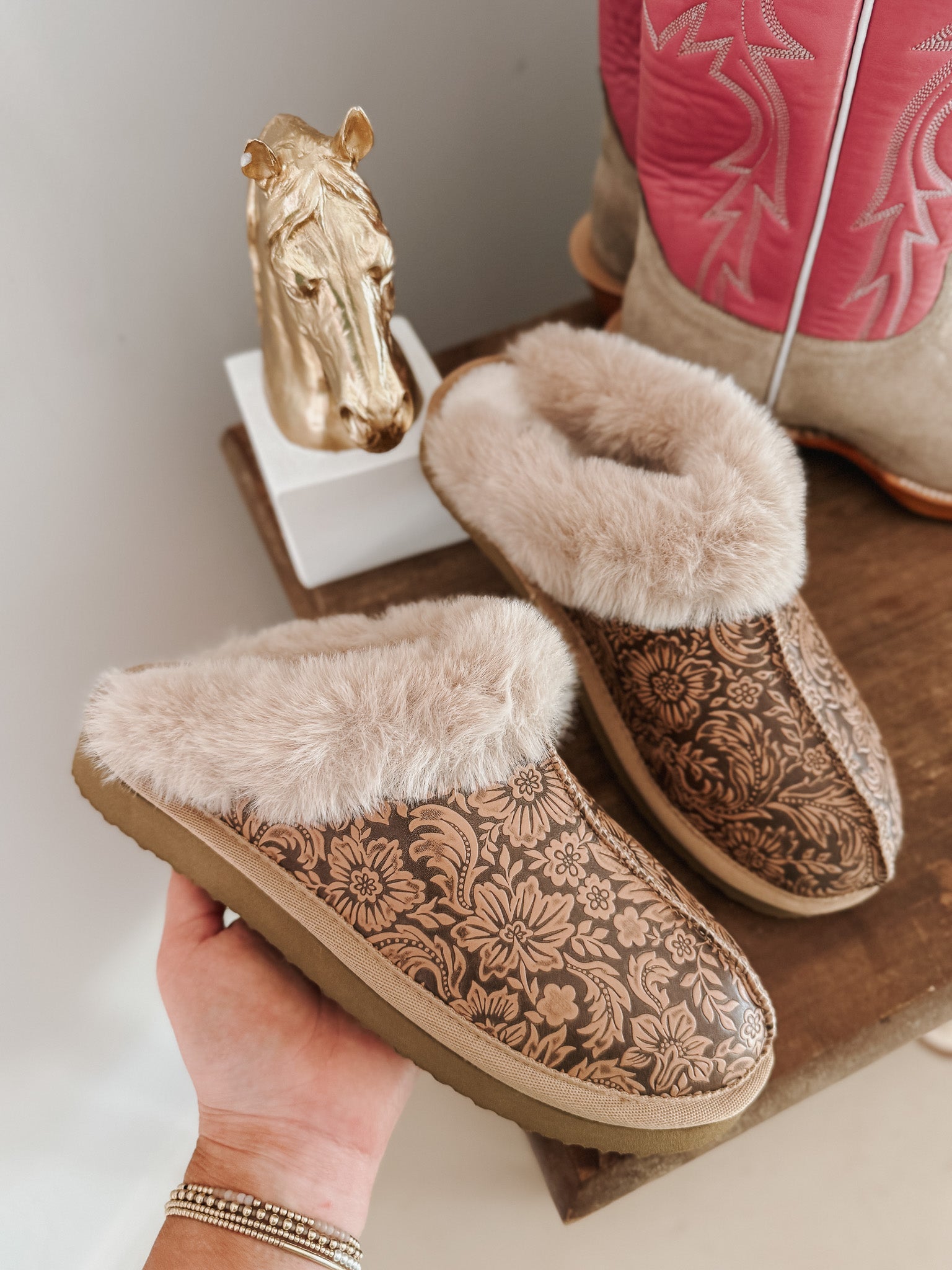 Lolly Nude Fur Lined Slippers