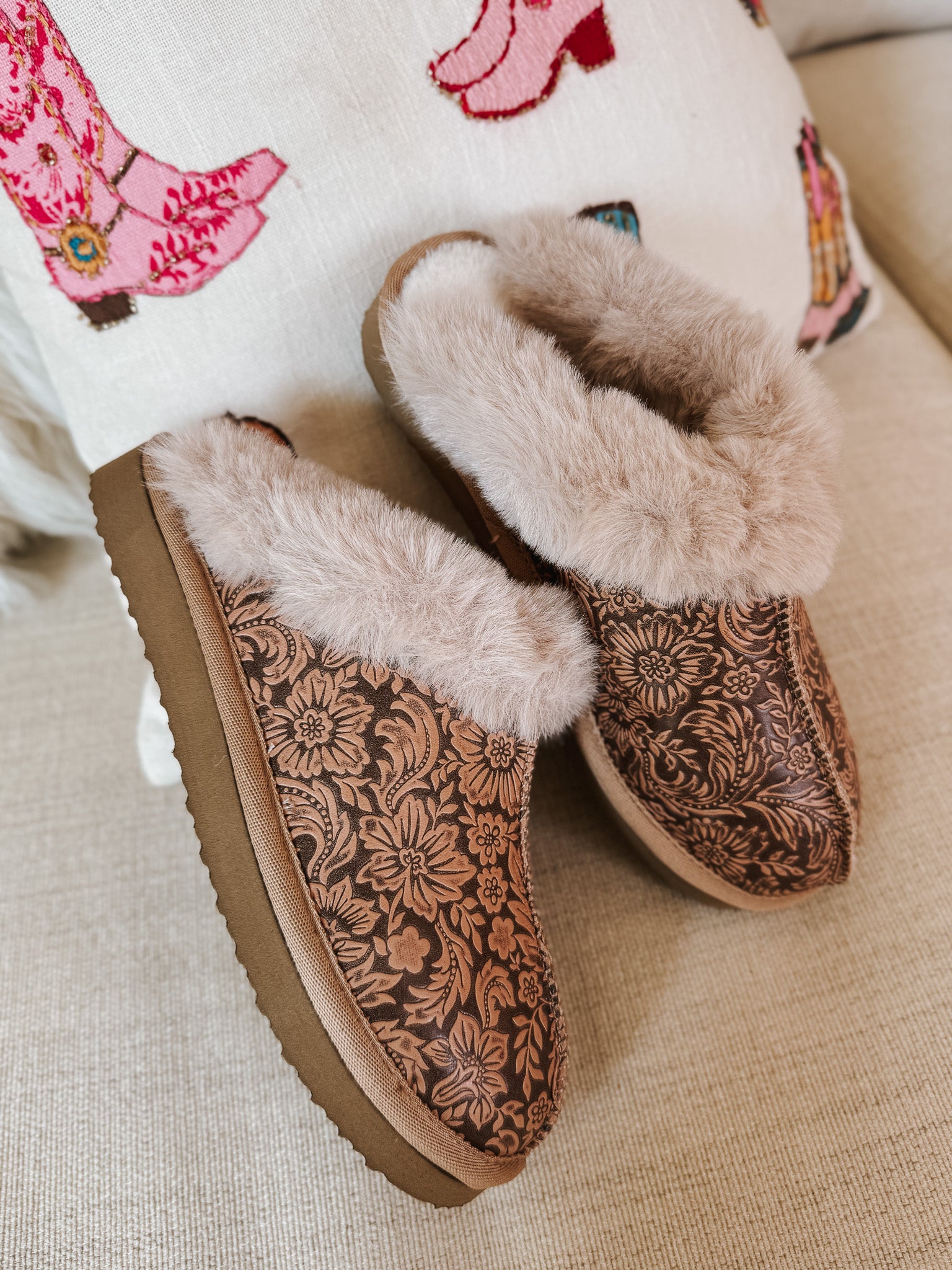 Lolly Nude Fur Lined Slippers