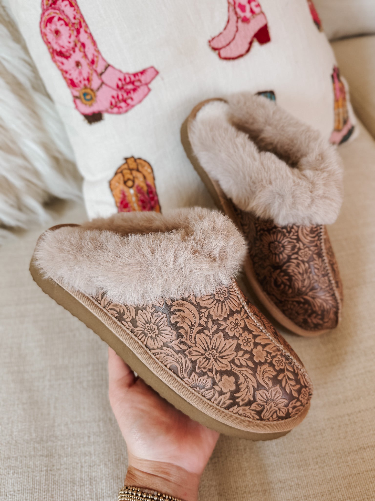 Lolly Nude Fur Lined Slippers