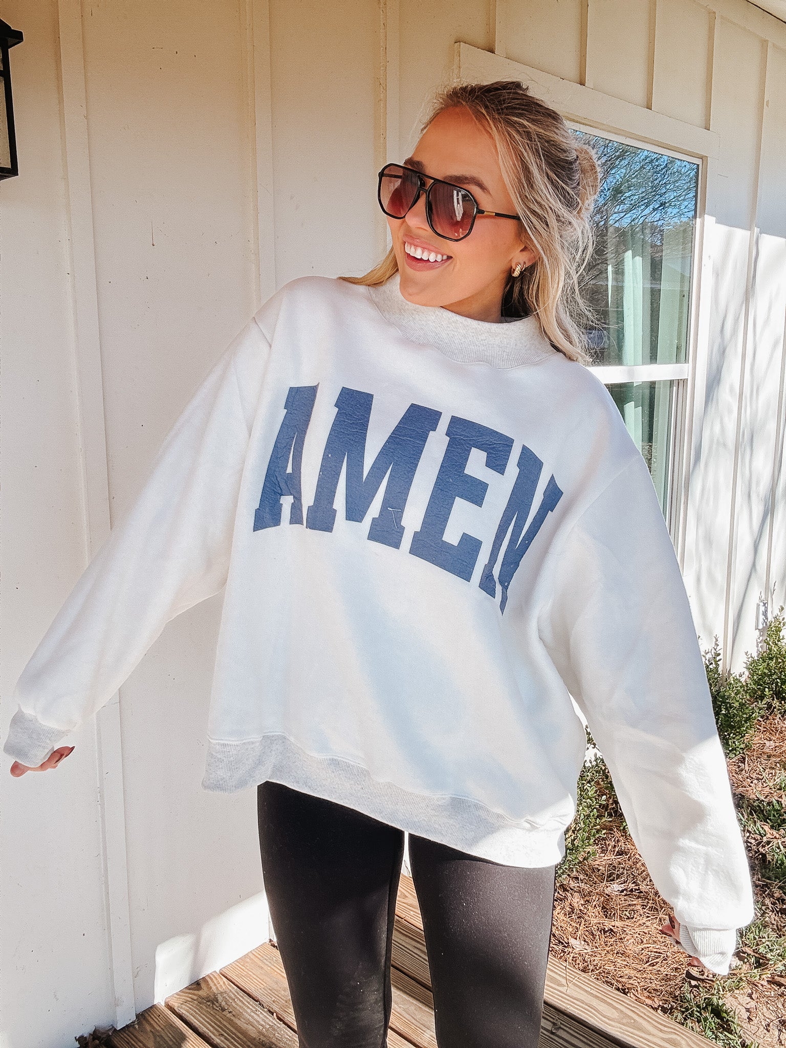 Reversible Mock Neck WWJD/Amen Sweatshirt
