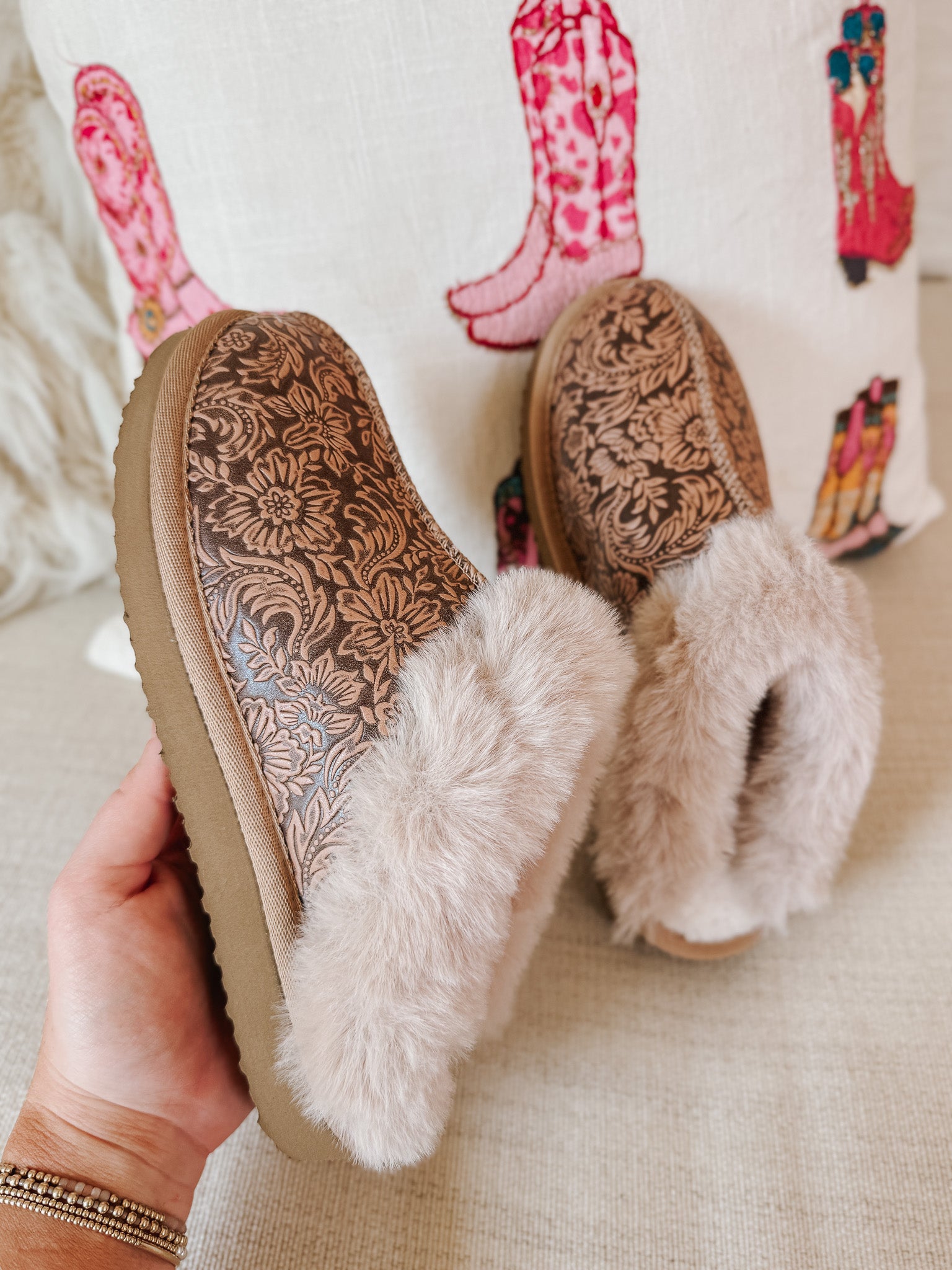 Lolly Nude Fur Lined Slippers