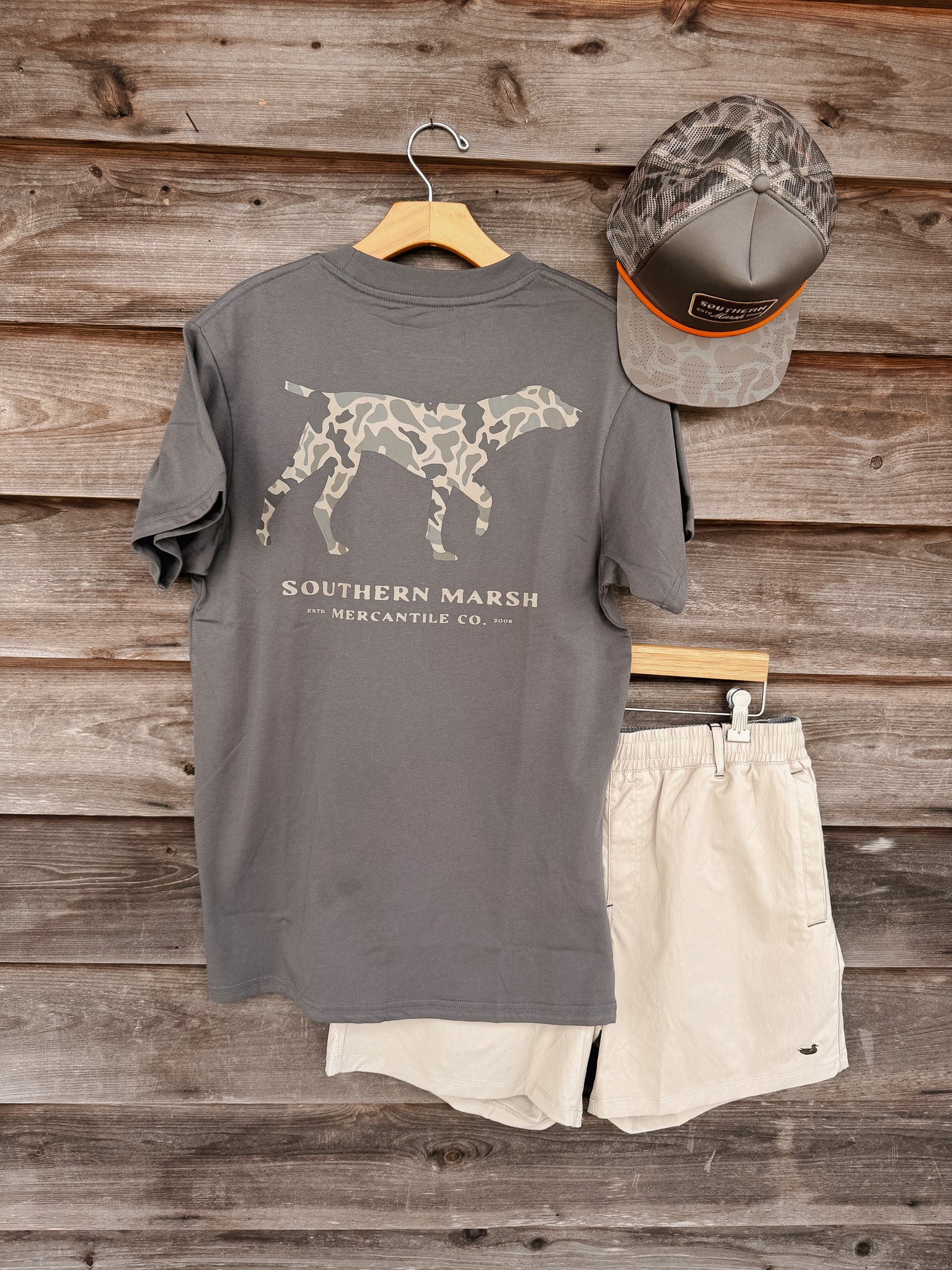 Southern Marsh Camo Pointer T-Shirt in Dark Grey