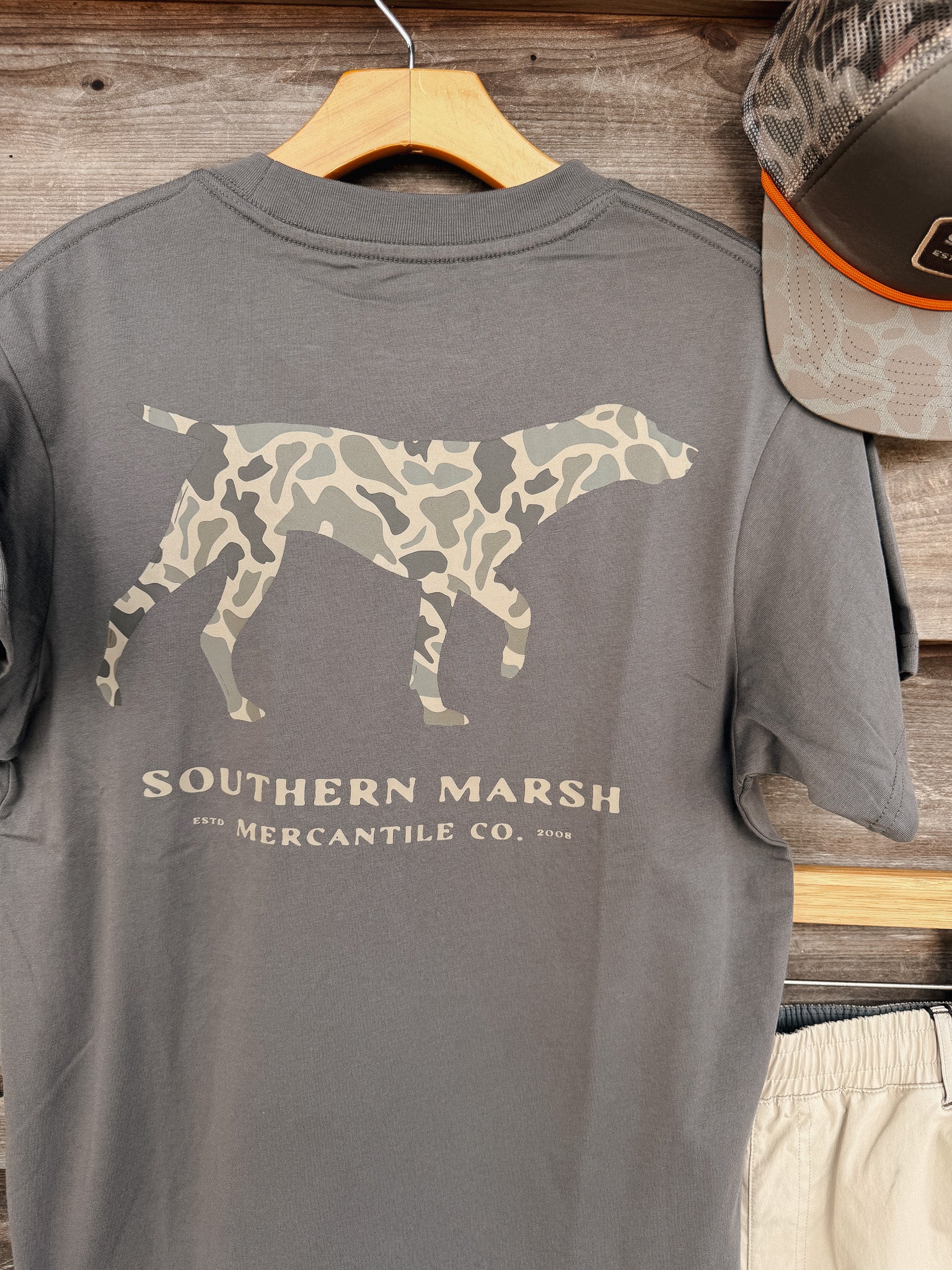 Southern Marsh Camo Pointer T-Shirt in Dark Grey