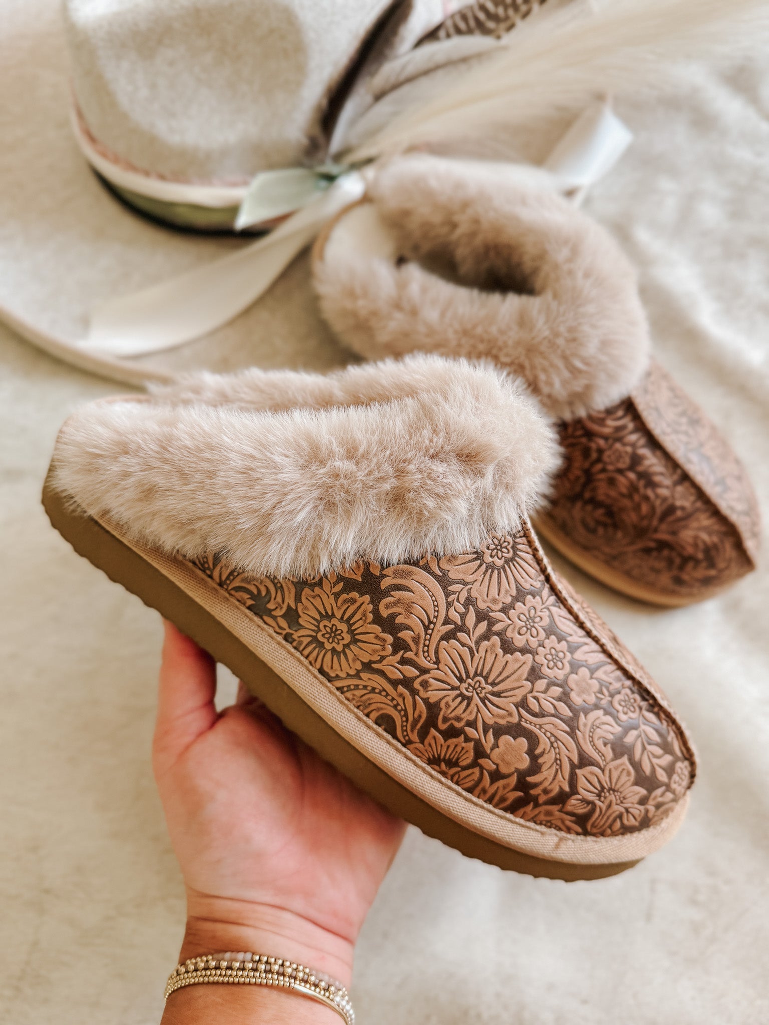Lolly Nude Fur Lined Slippers