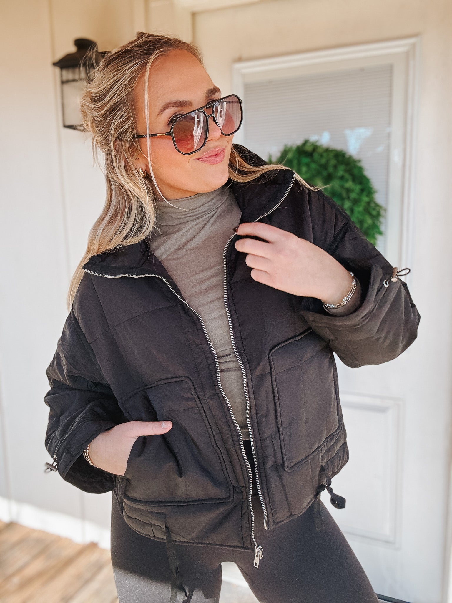 Winter Weather Black Puffer Jacket