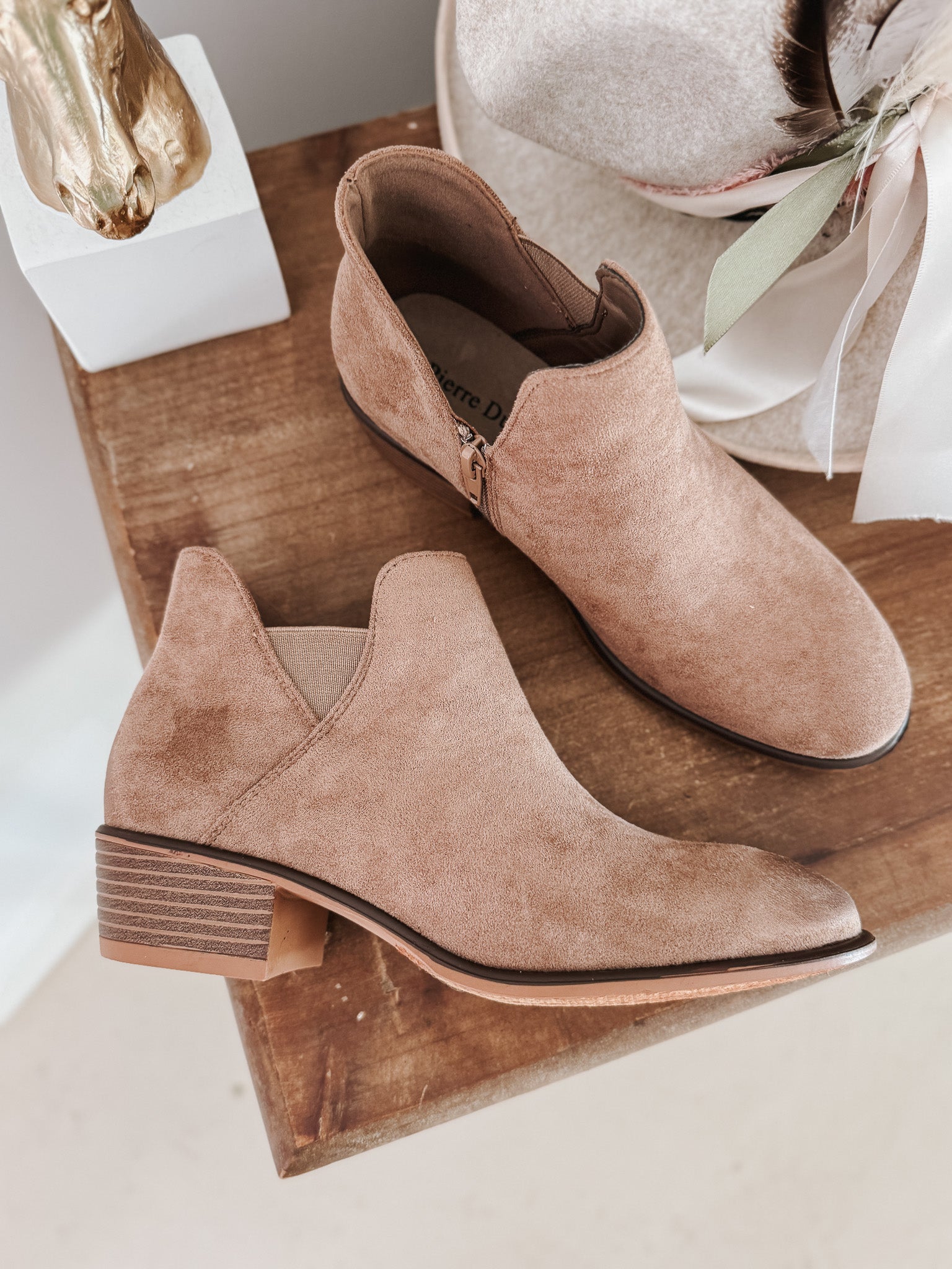One Step Closer Taupe Bootie