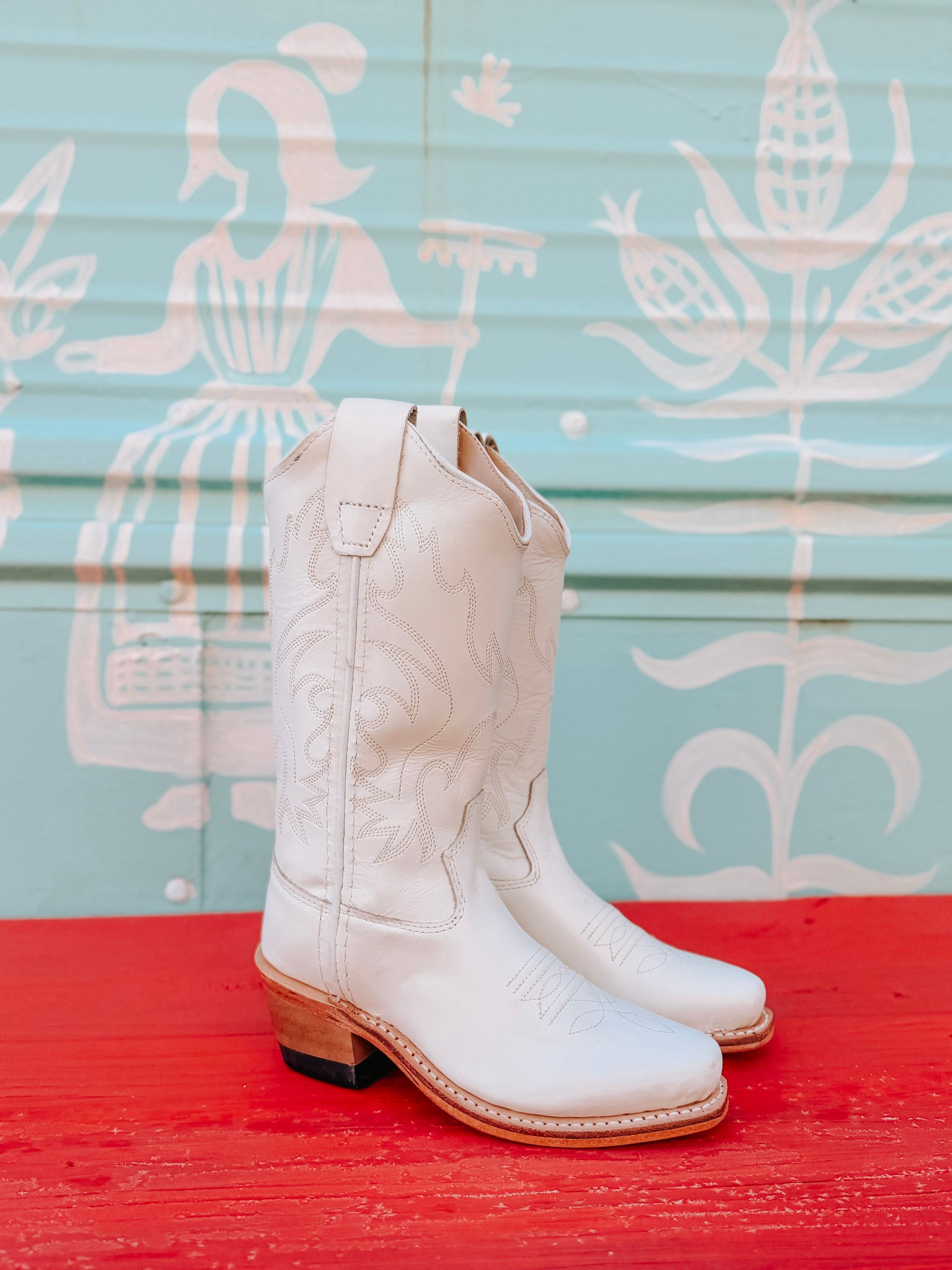 Girl's Old West All Over White Almond Toe Cowboy Boot