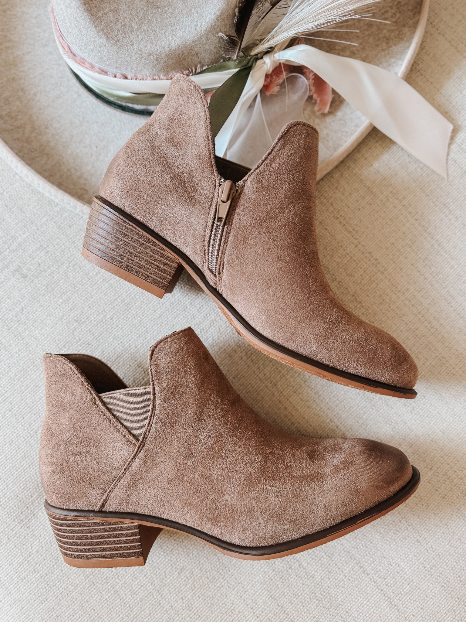 One Step Closer Taupe Bootie