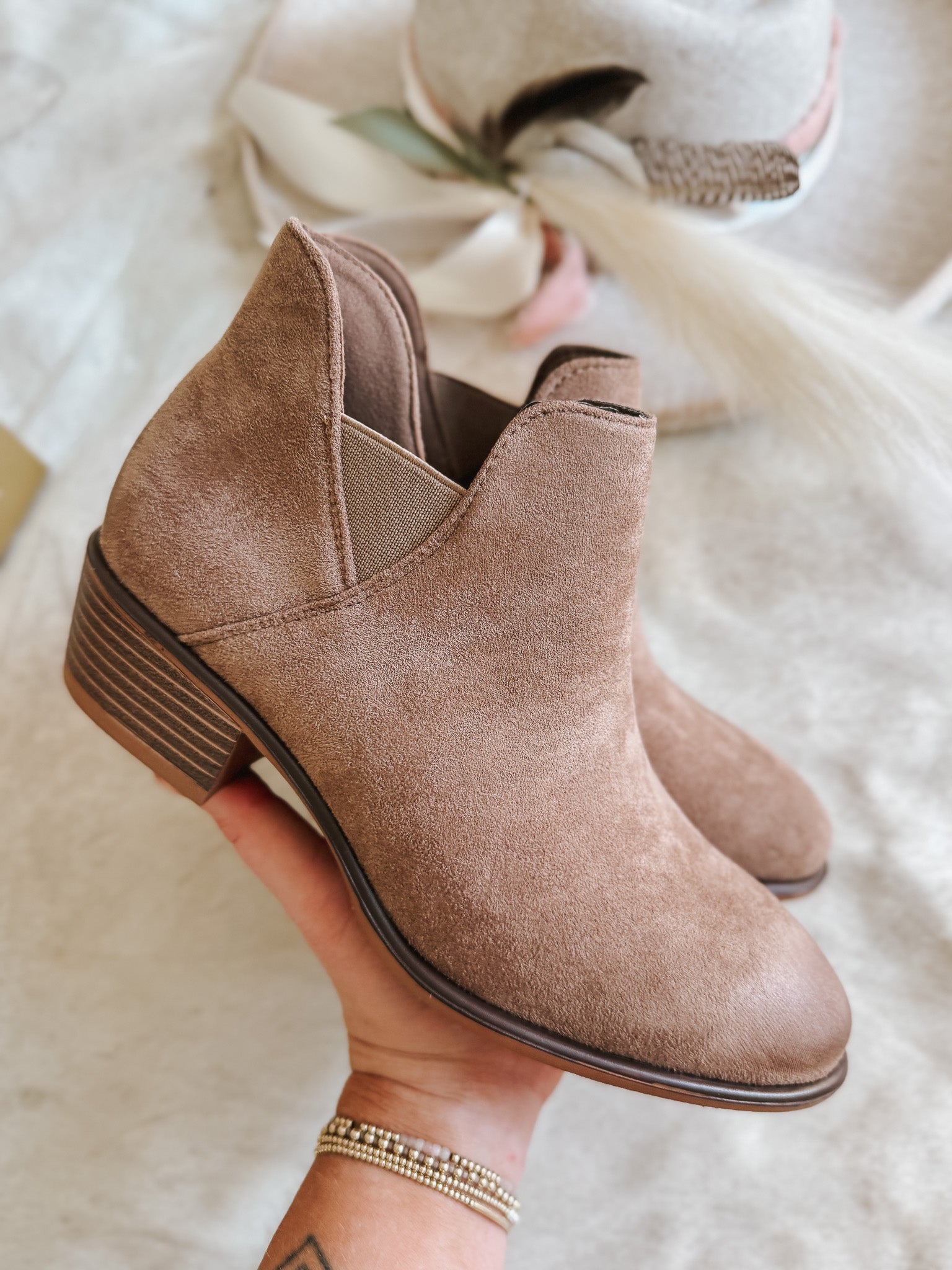 One Step Closer Taupe Bootie