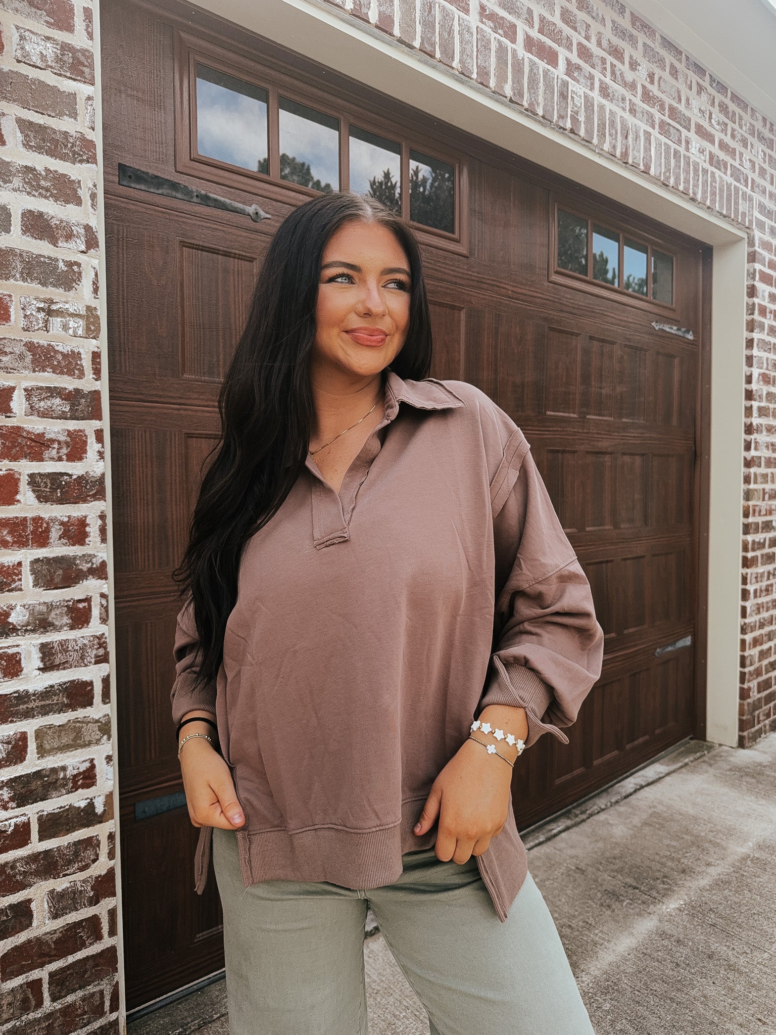 Cozy Mornings Washed Mocha Sweatshirt