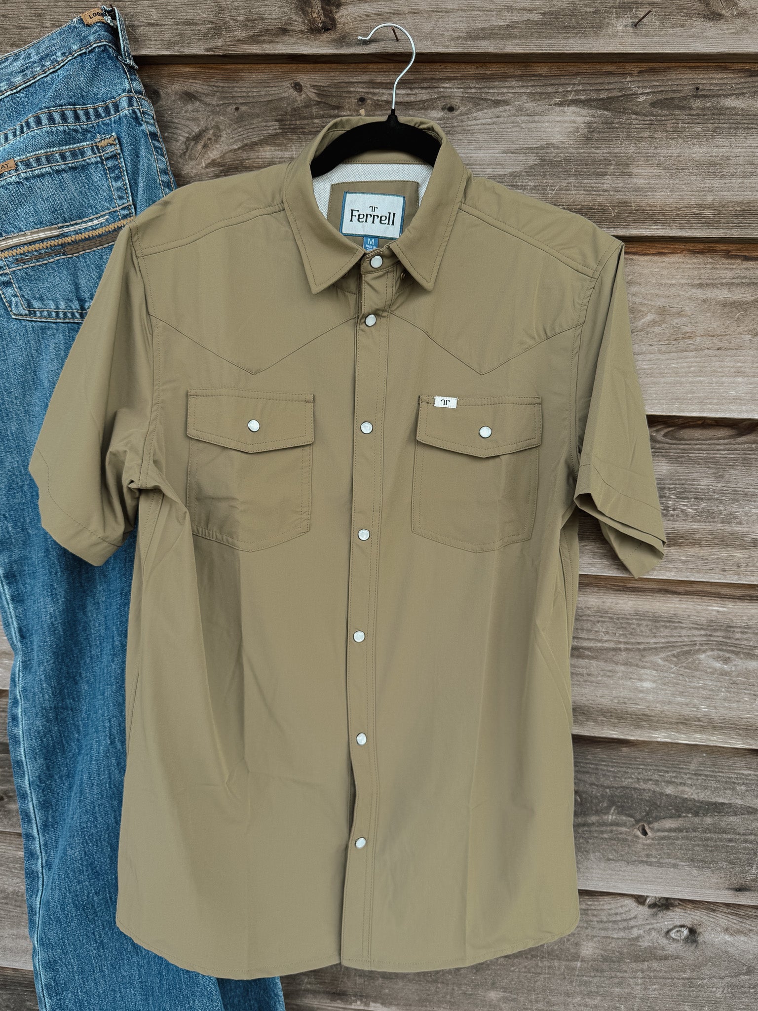 Men's Ferrell CORE - Khaki Short Sleeve Snap Shirt – Boot Country