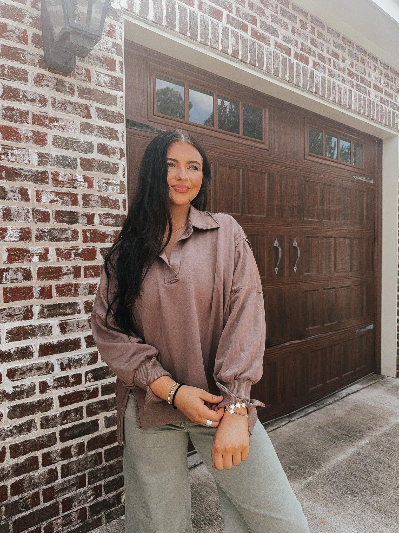 Cozy Mornings Washed Mocha Sweatshirt