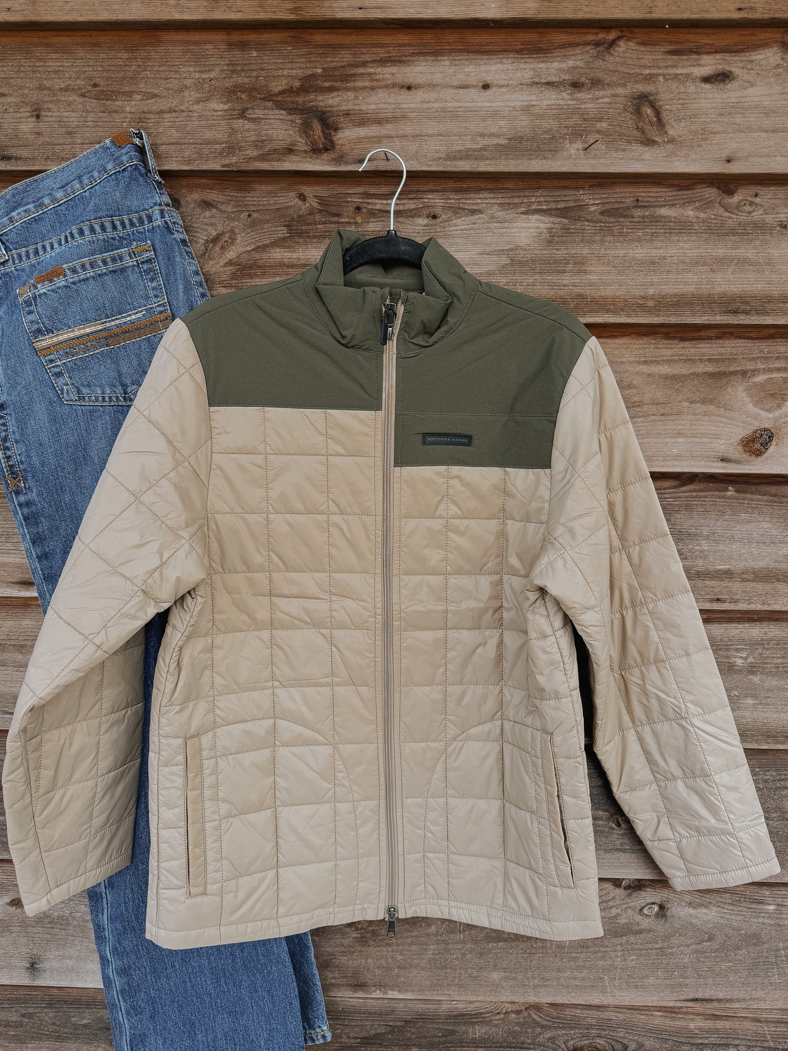 Men's Southern Marsh Falcon Hill Quilted Jacket in Khaki