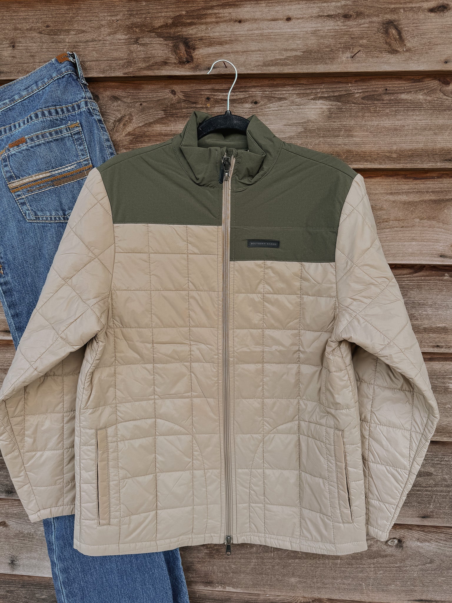 Men's Southern Marsh Falcon Hill Quilted Jacket in Khaki