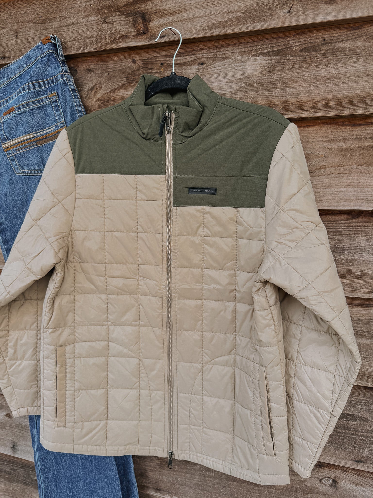 Men's Southern Marsh Falcon Hill Quilted Jacket in Khaki