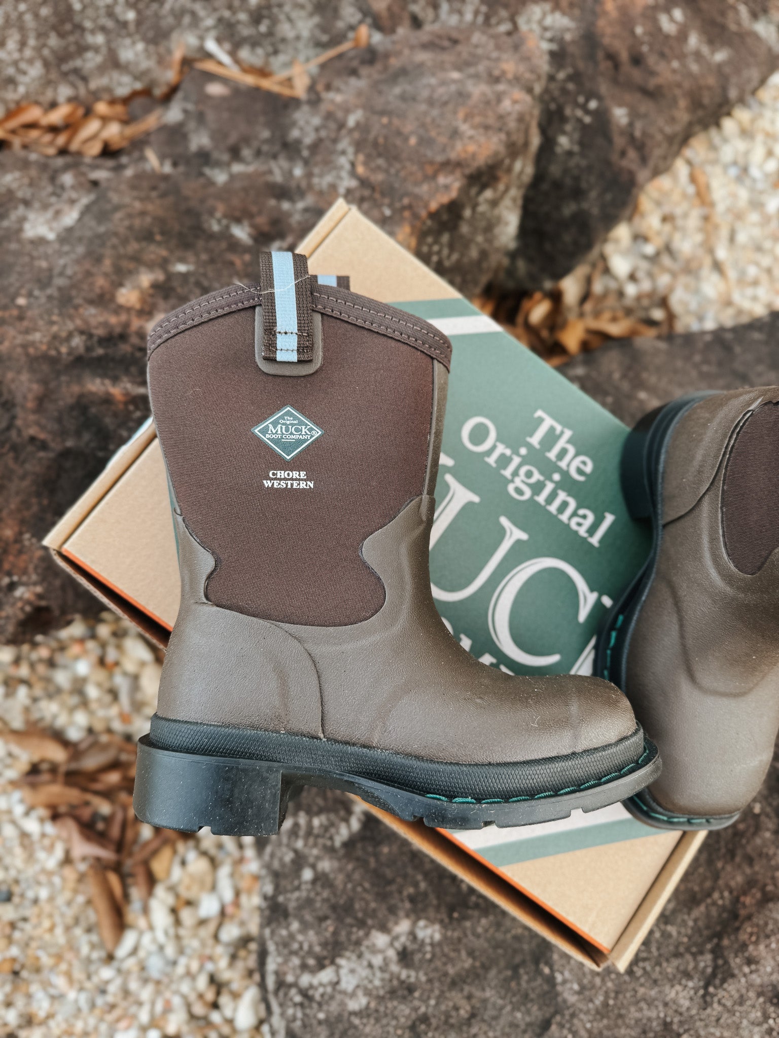 Kid's Muck Chore Western Rubber Boots - Brown