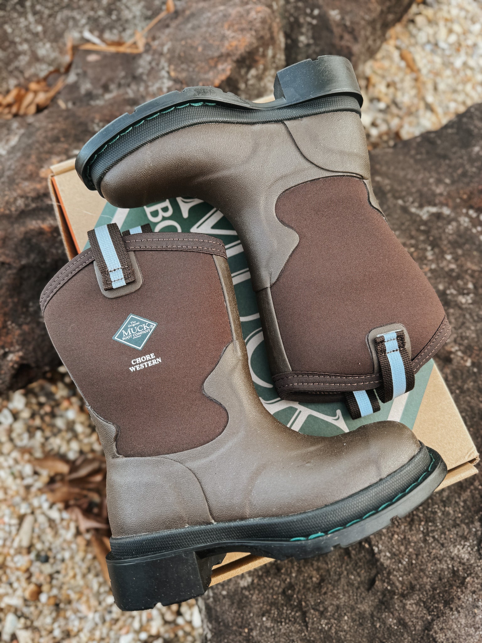 Kid's Muck Chore Western Rubber Boots - Brown