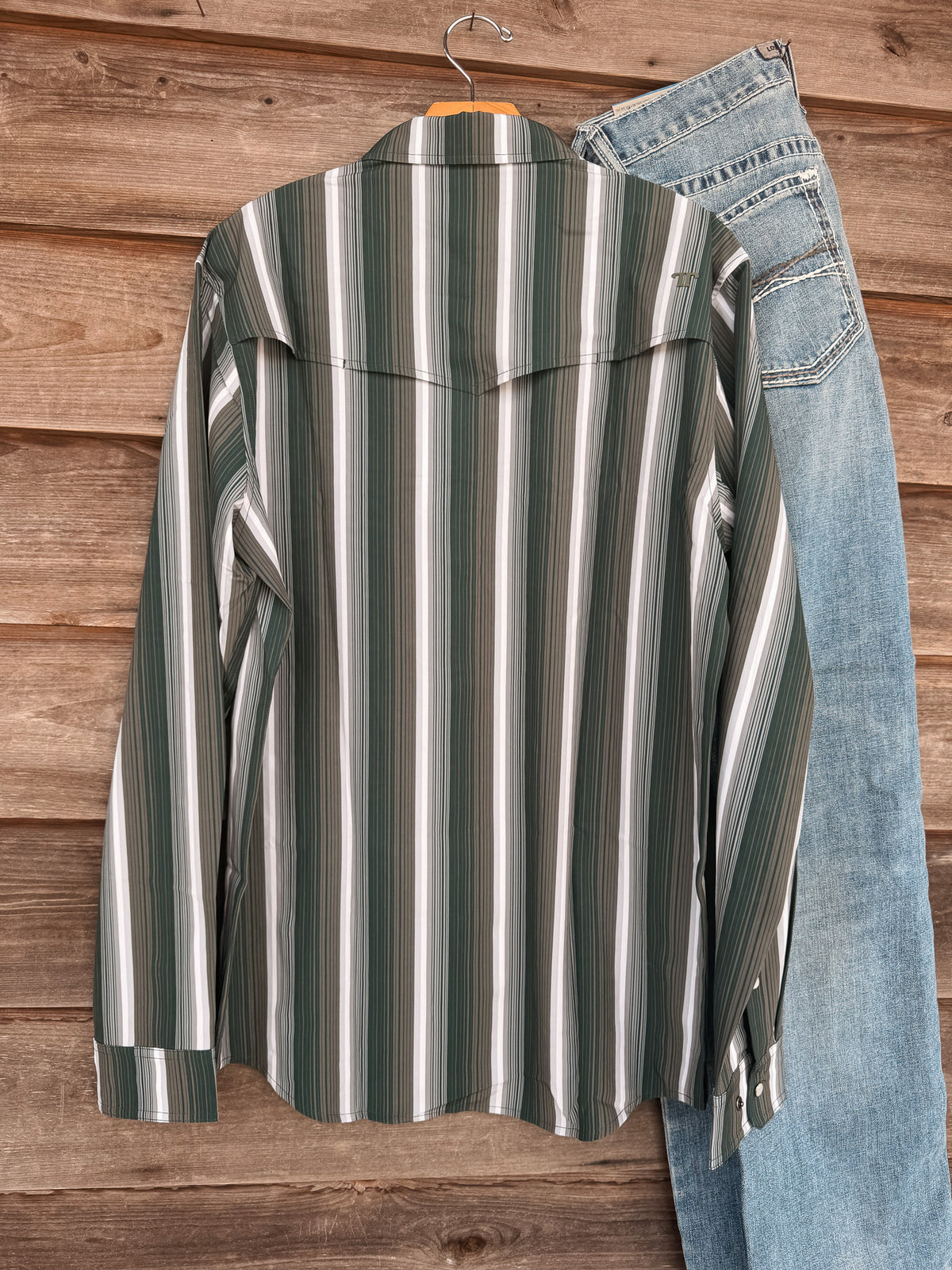 Ferrell | The Tristan in Black/Green - Long Sleeve Pearl Snap
