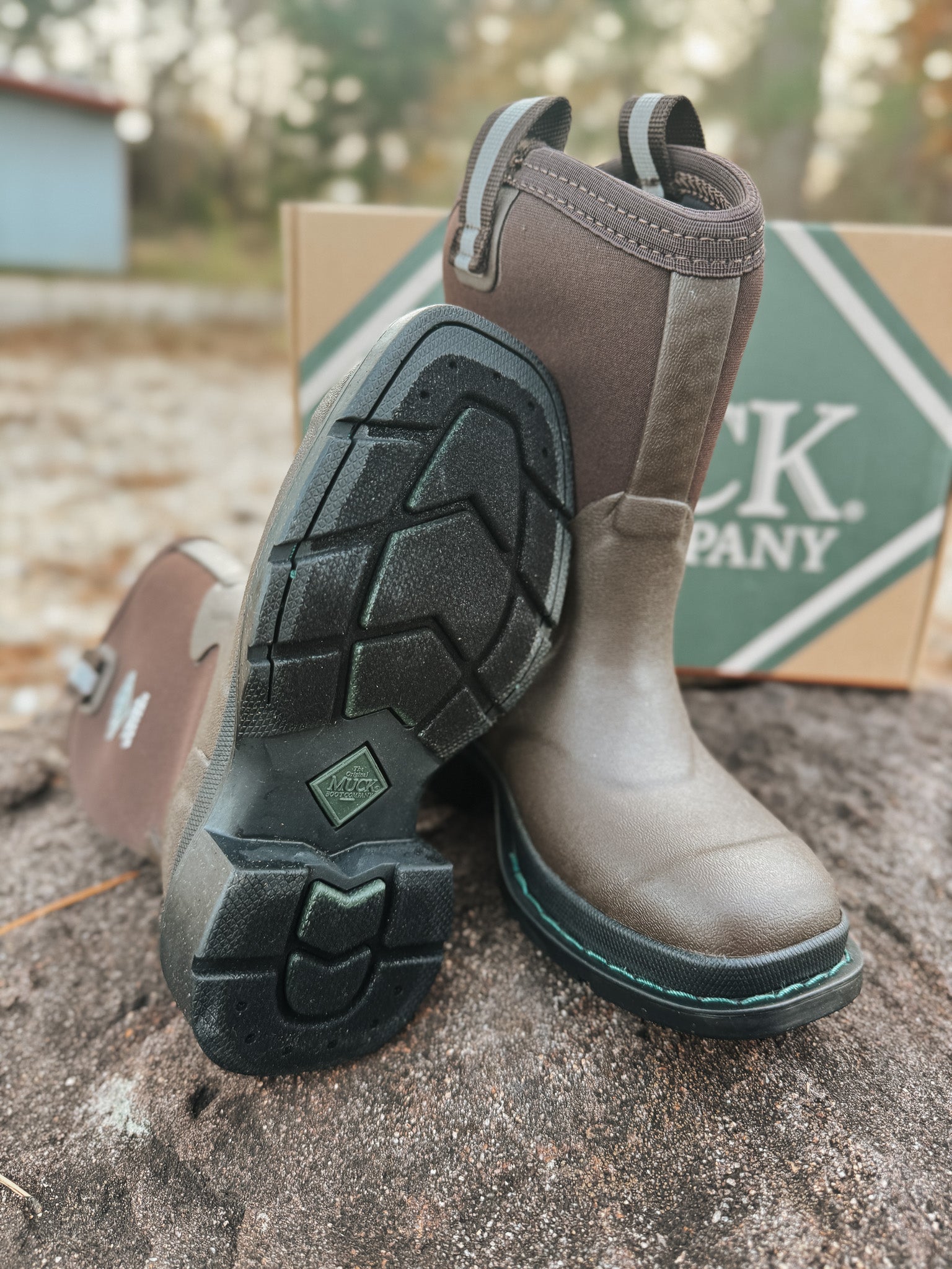 Kid's Muck Chore Western Rubber Boots - Brown