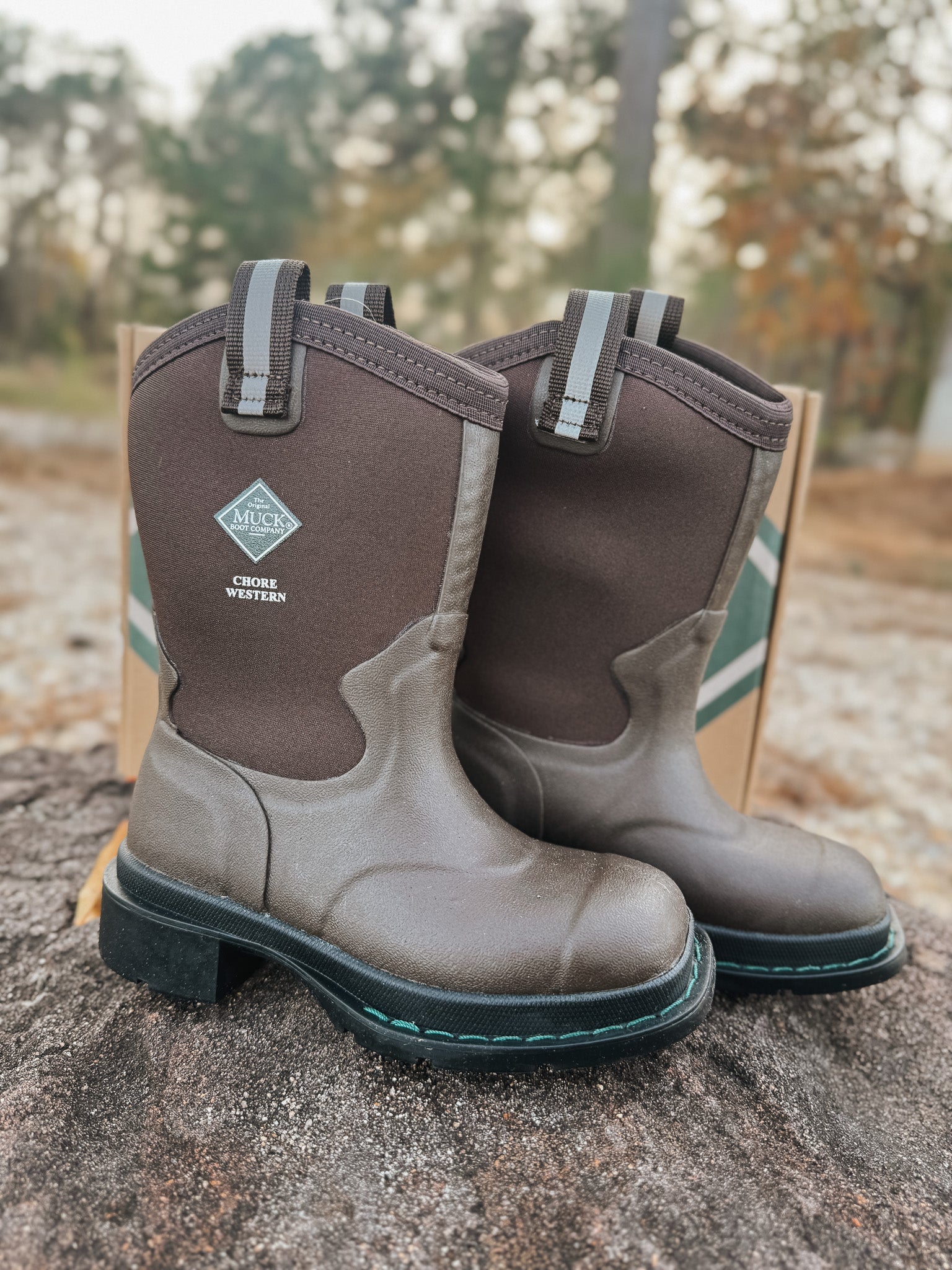 Kid's Muck Chore Western Rubber Boots - Brown