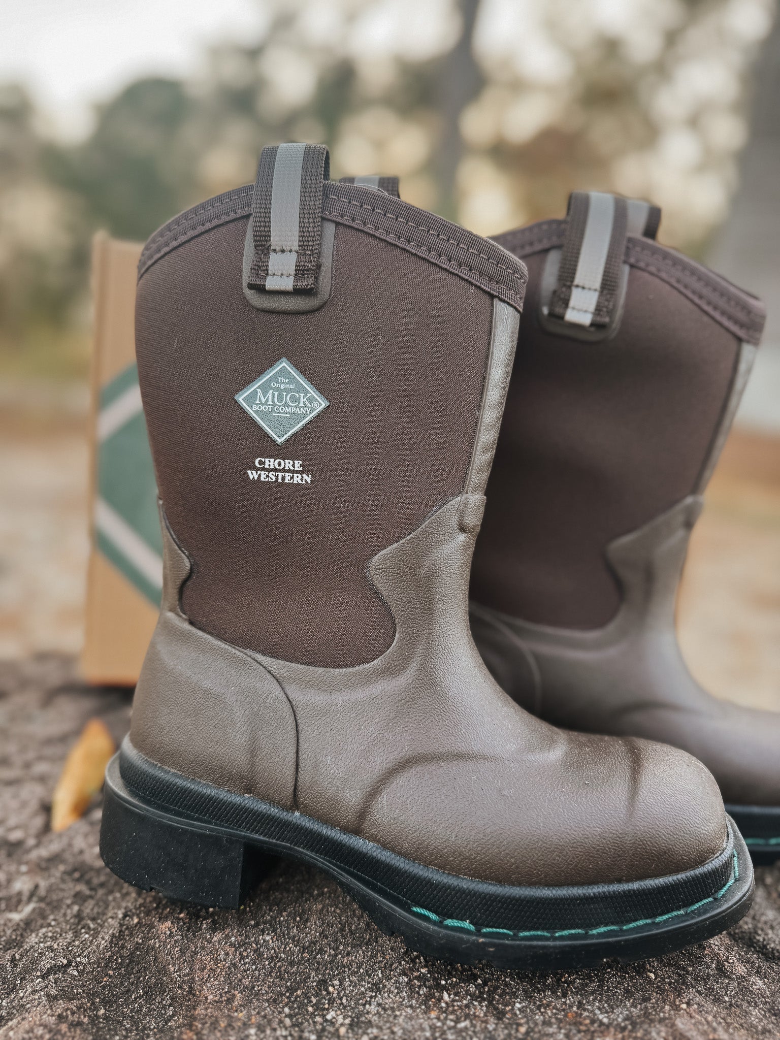 Kid's Muck Chore Western Rubber Boots - Brown