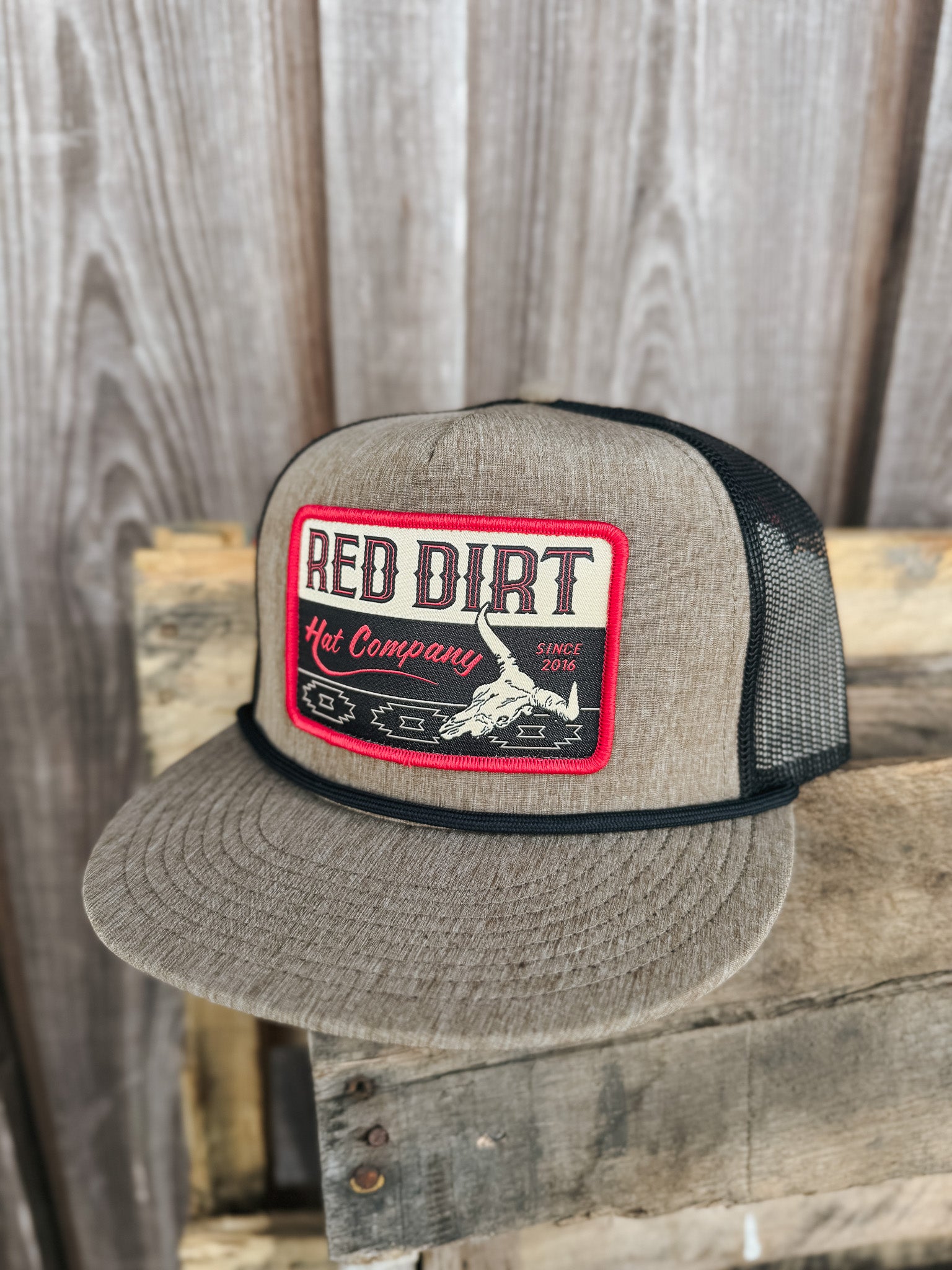 Red Dirt Hat Co. Bones Heather Tan/Black Cap