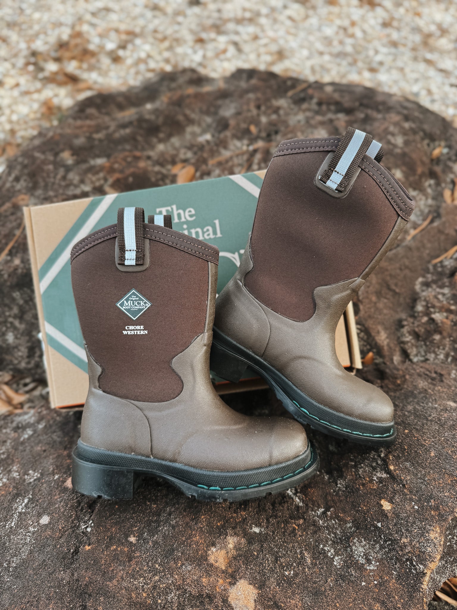 Kid's Muck Chore Western Rubber Boots - Brown