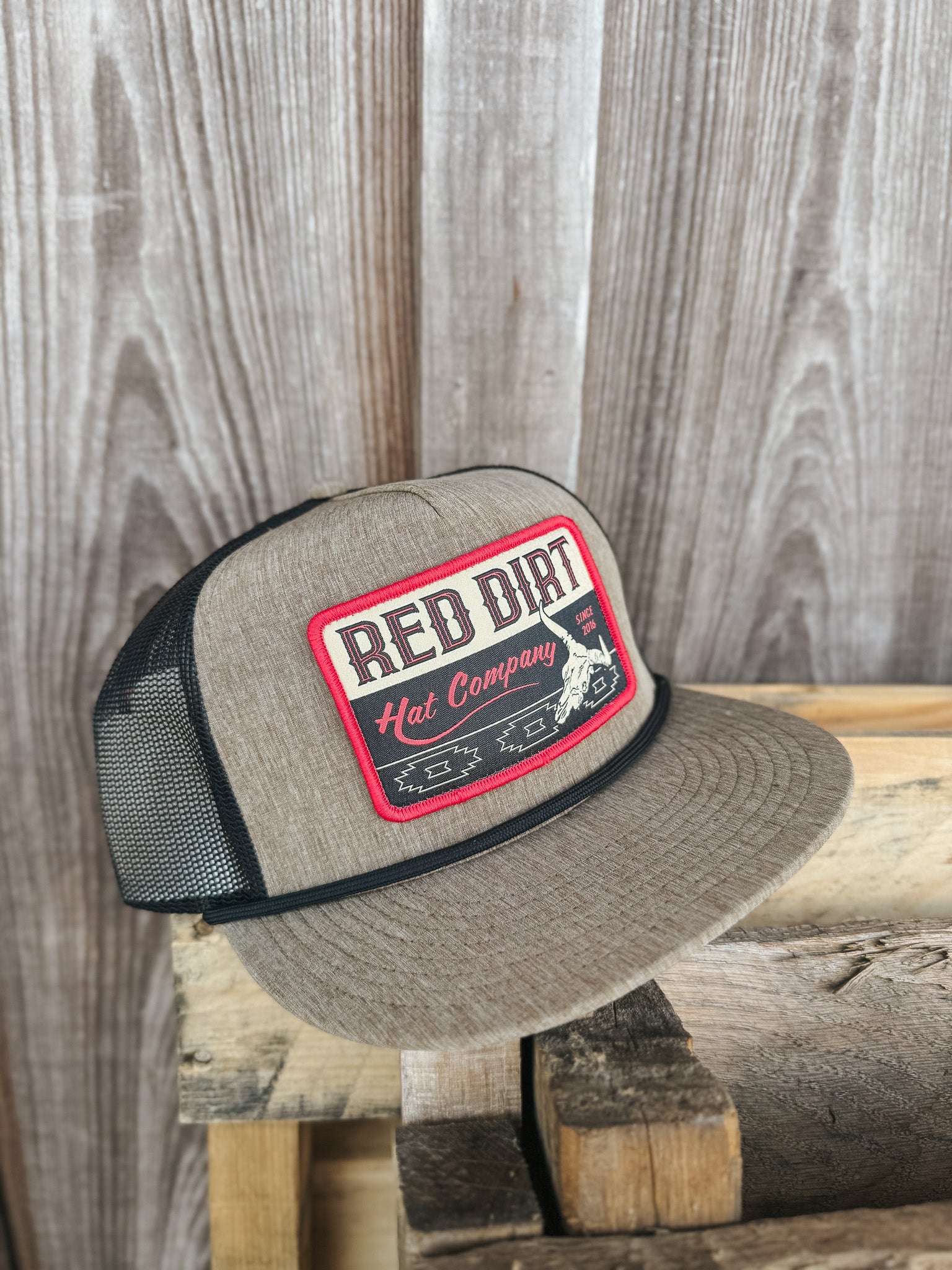 Red Dirt Hat Co. Bones Heather Tan/Black Cap