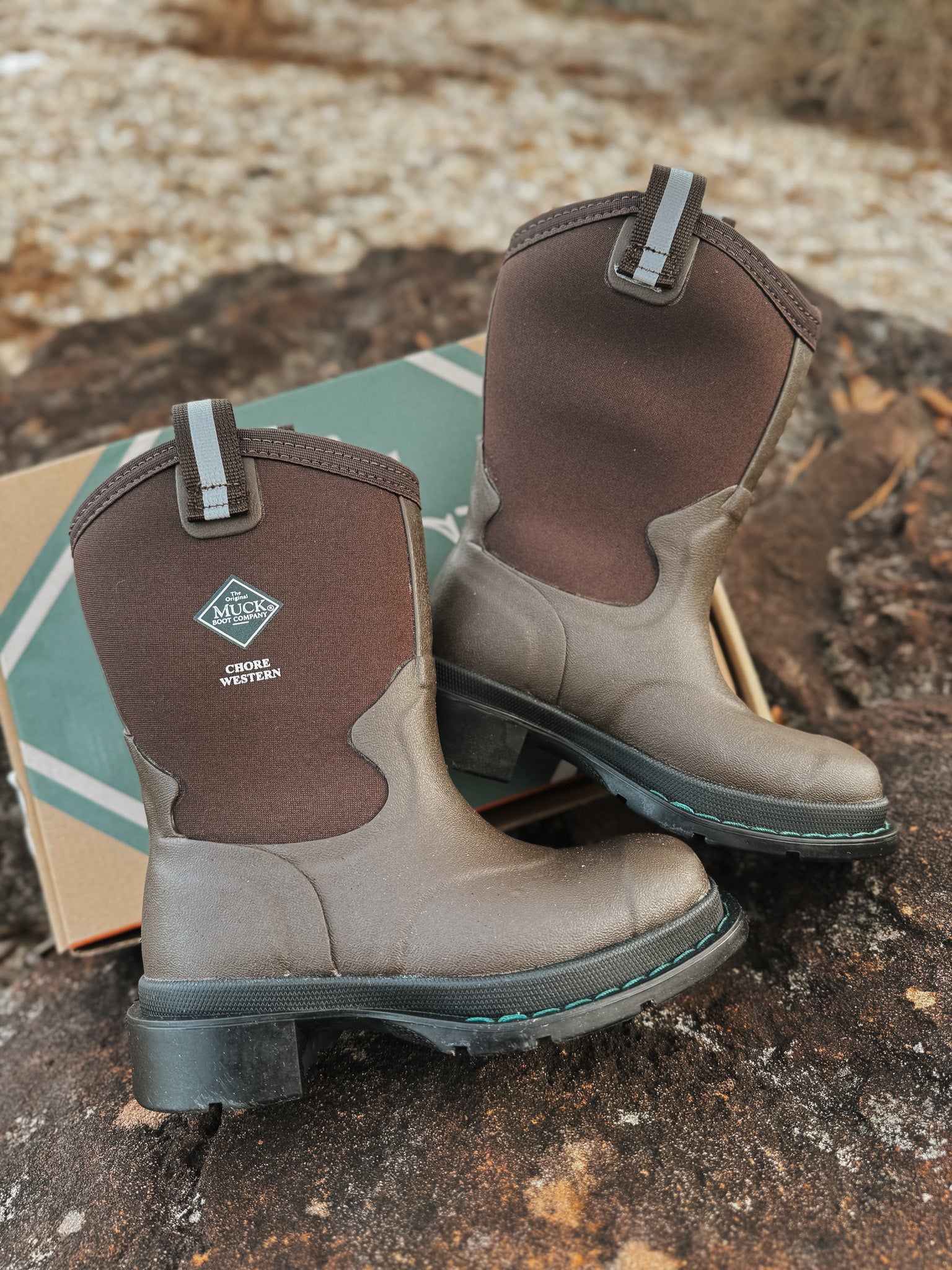 Kid's Muck Chore Western Rubber Boots - Brown