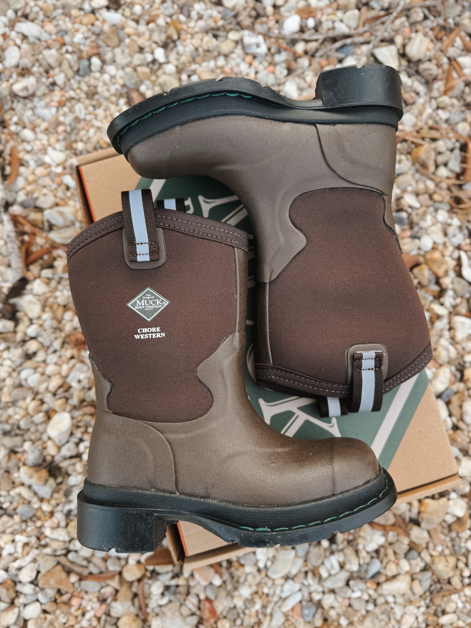 Kid's Muck Chore Western Rubber Boots - Brown