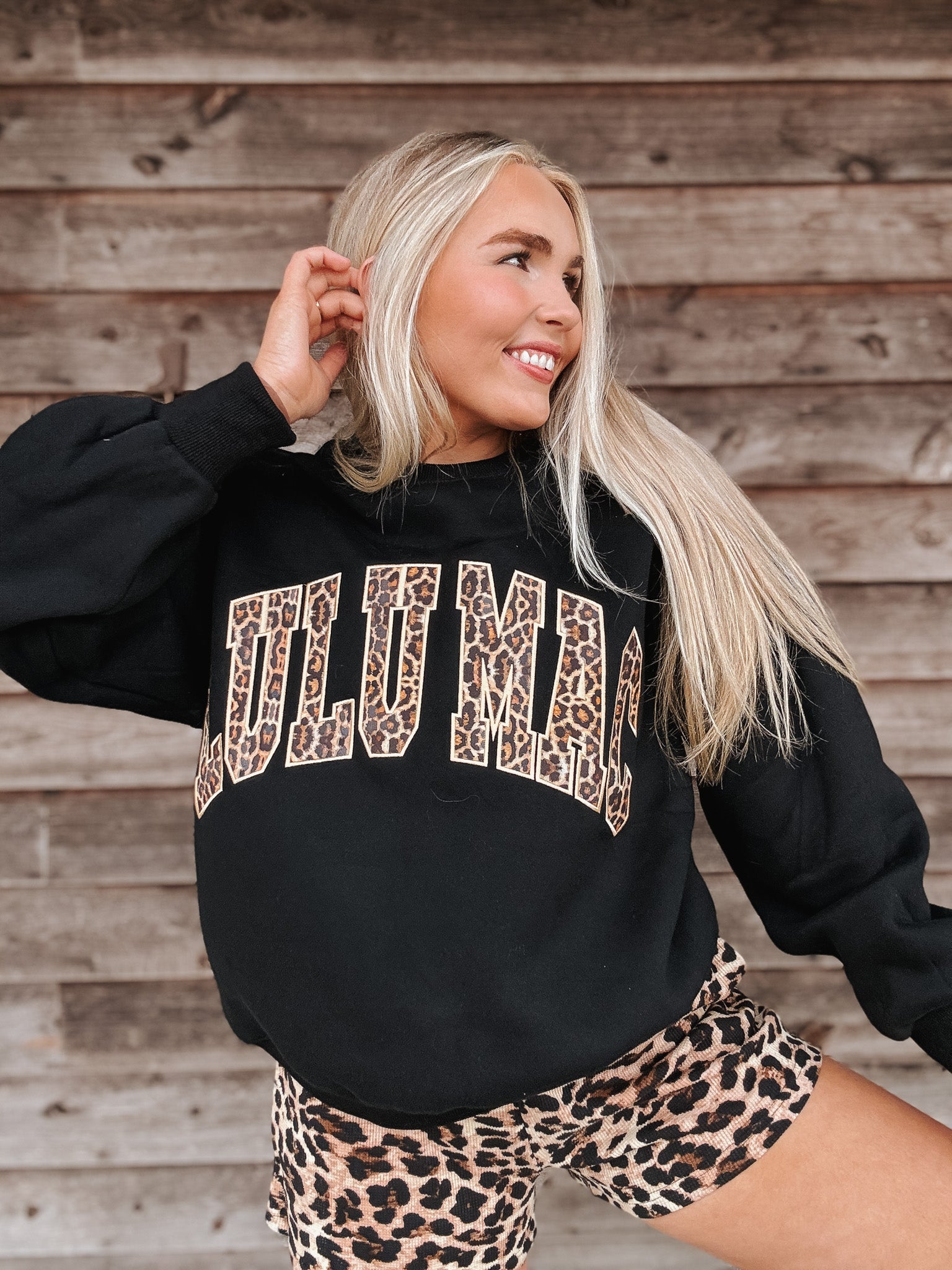Lulu Mac Sweatshirt in Light Black Leopard