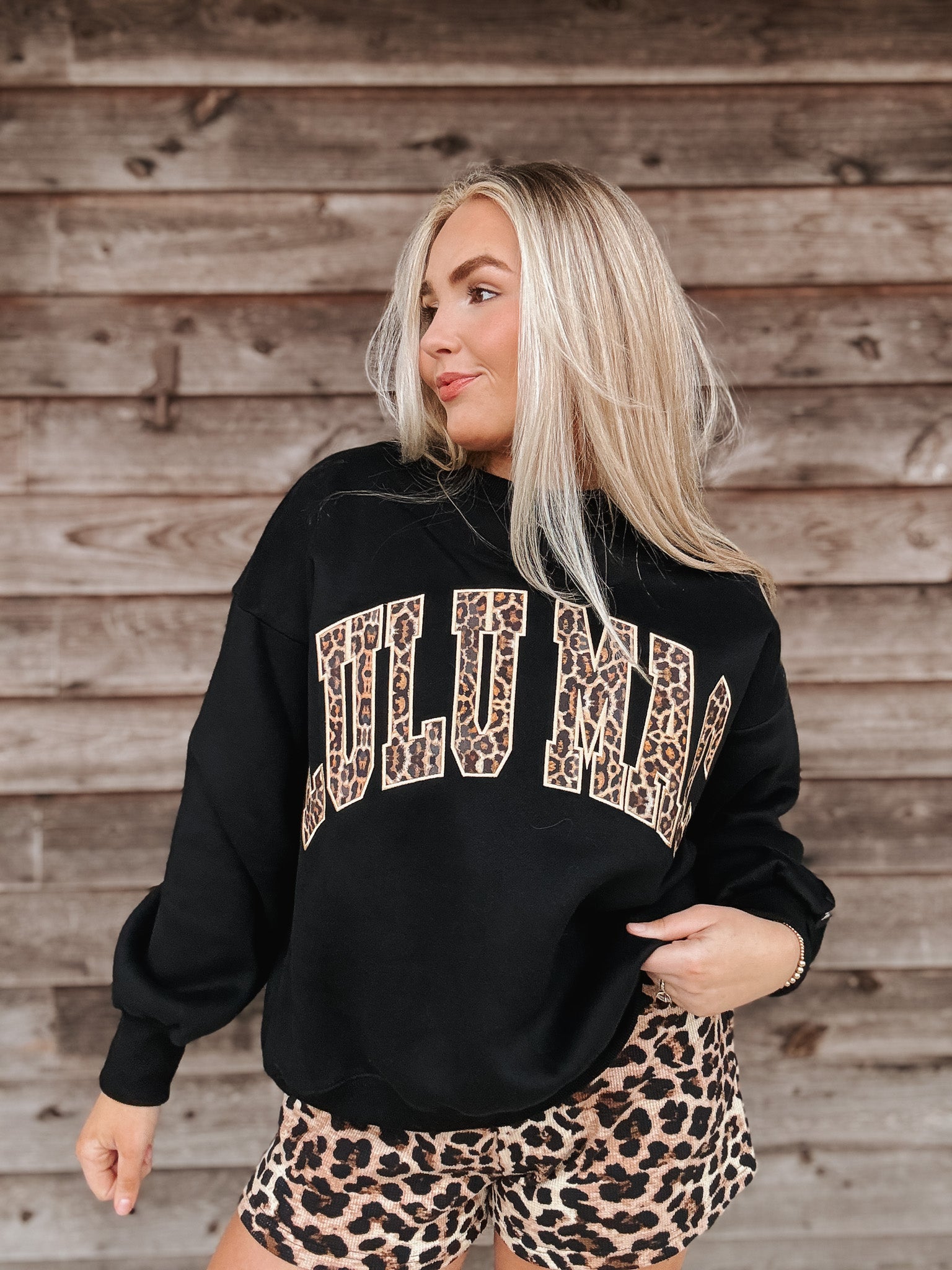 Lulu Mac Sweatshirt in Light Black Leopard