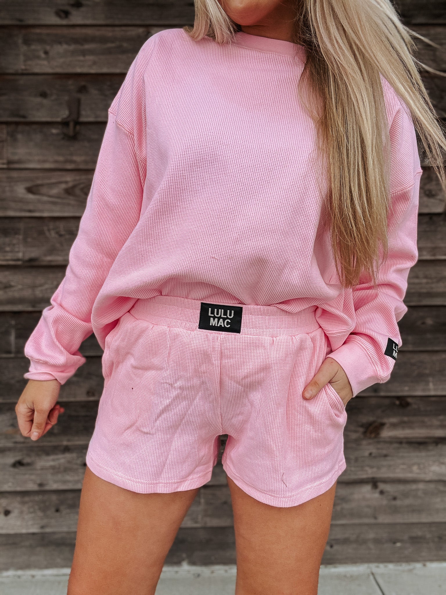 Lulu Mac Light Pink Waffle Shorts