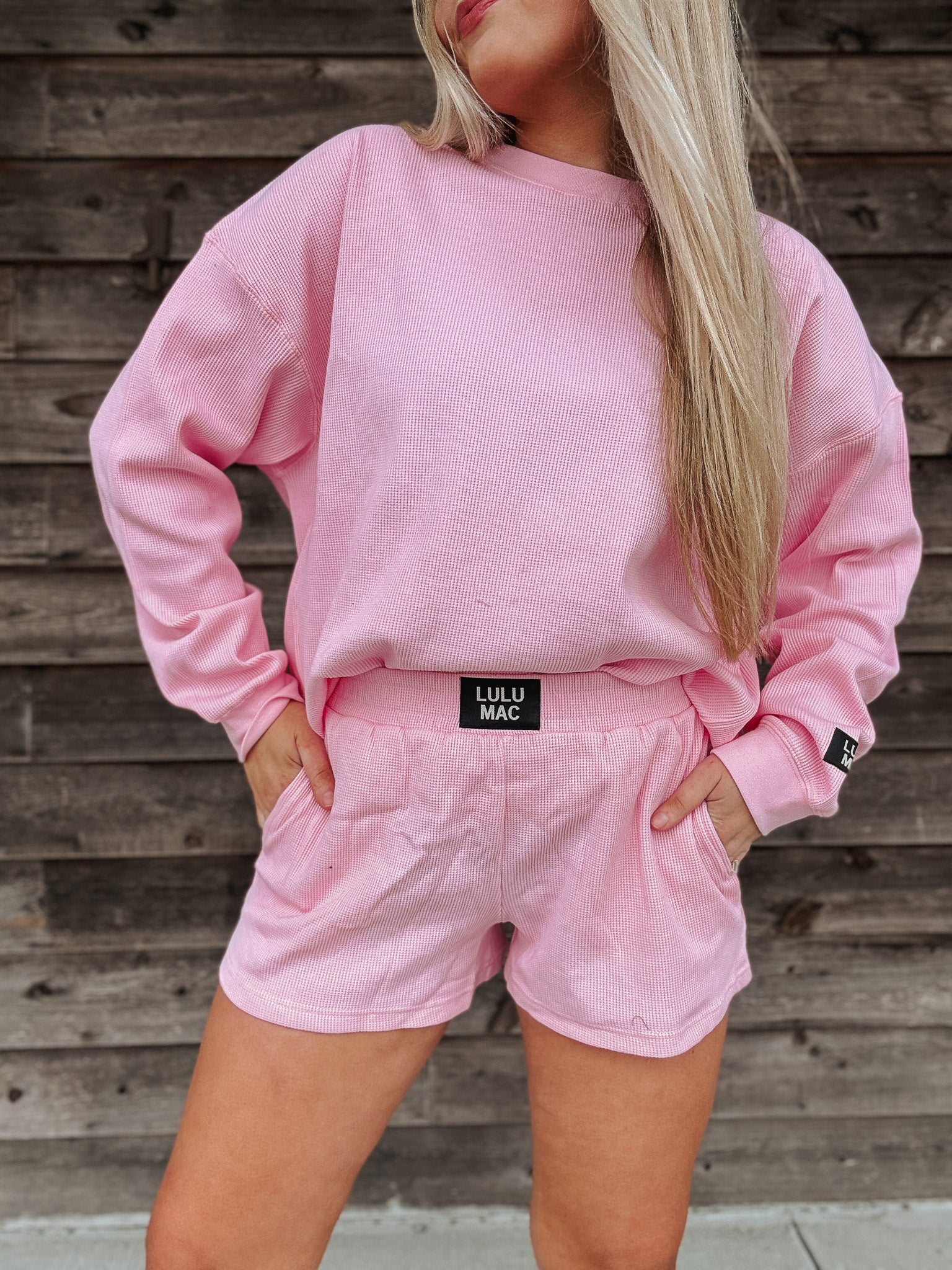 Lulu Mac Light Pink Waffle Shorts